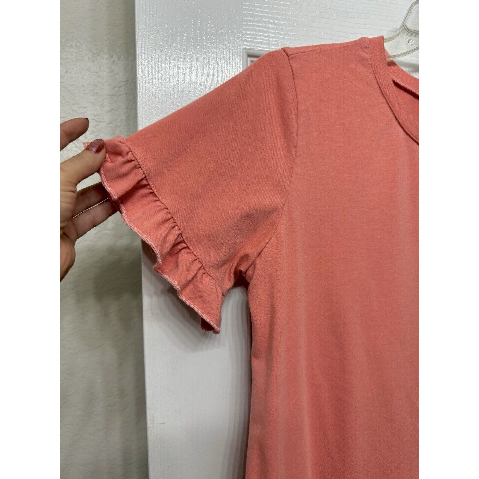 Other Women’s Coral /Pink Tee with Short Ruffle Trim Sleeves M Size M / US 6-8 / IT 42-44 - 3 Thumbnail