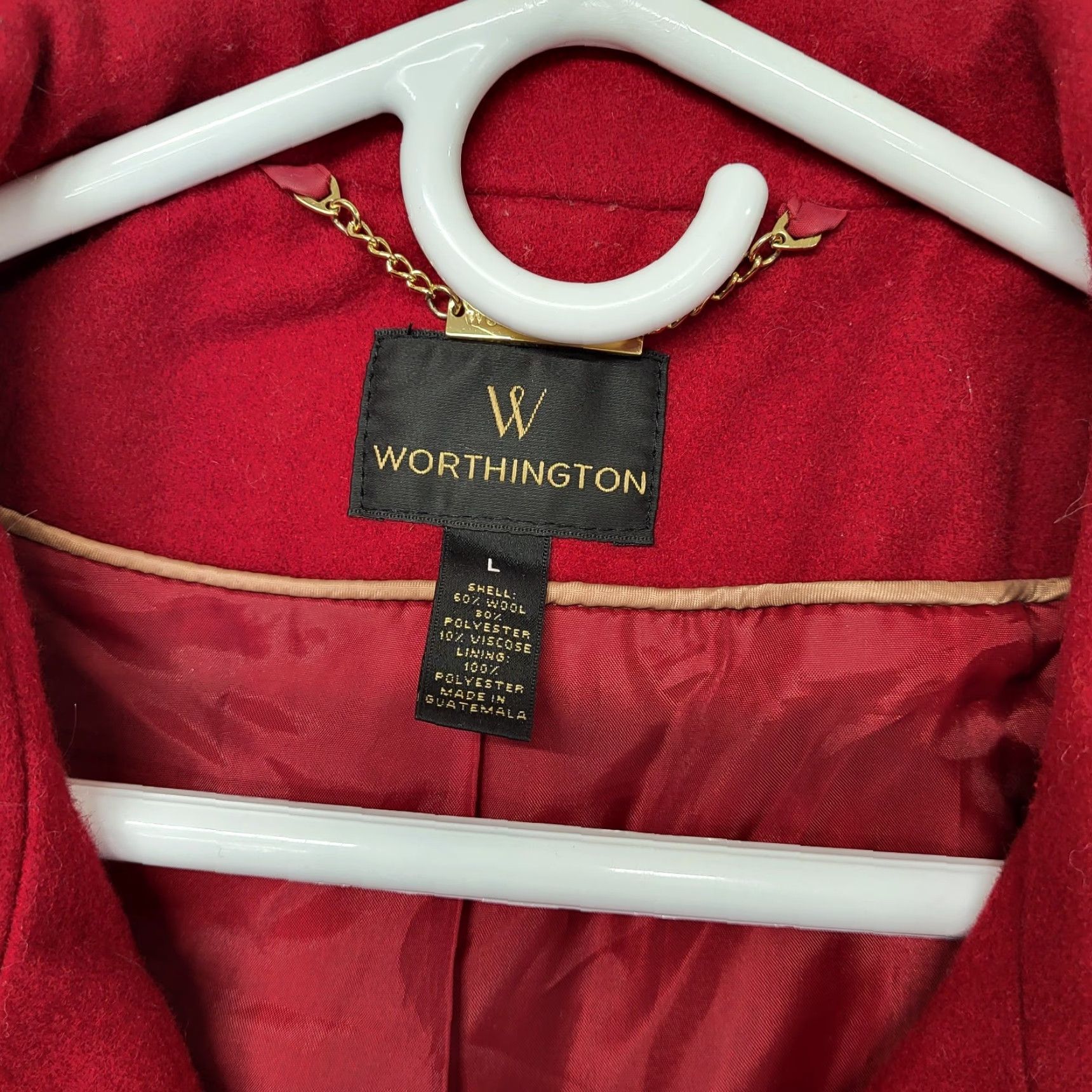 Worthington WORTHINGTON Coat Red Knee Length Wool Blend Retro Gold Accent Womens Large Size L / US 10 / IT 46 - 7 Thumbnail