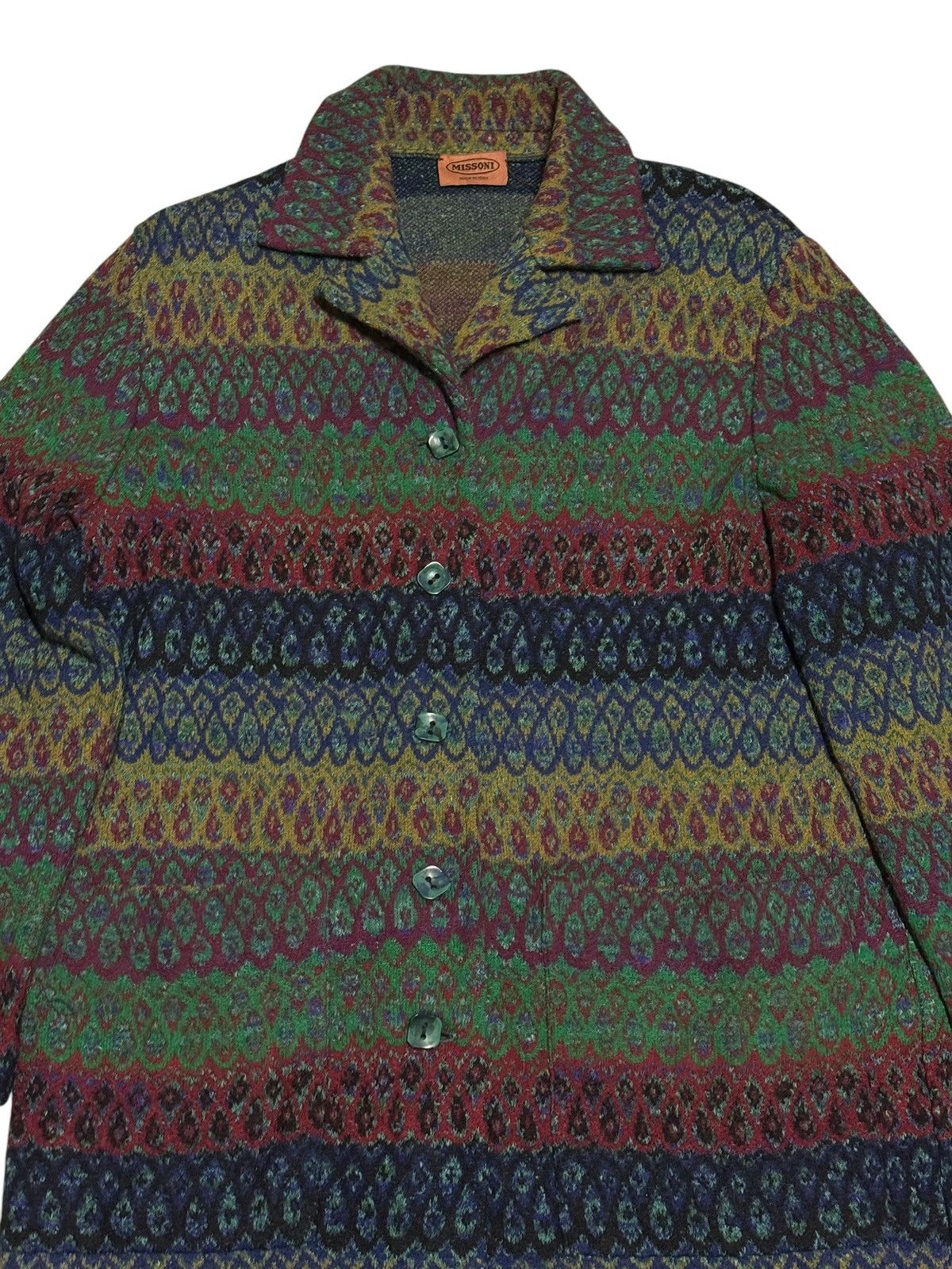 Missoni Vintage Missoni Knit Button Up Jacket 90s Zigzag Coat Size M / US 6-8 / IT 42-44 - 4 Thumbnail