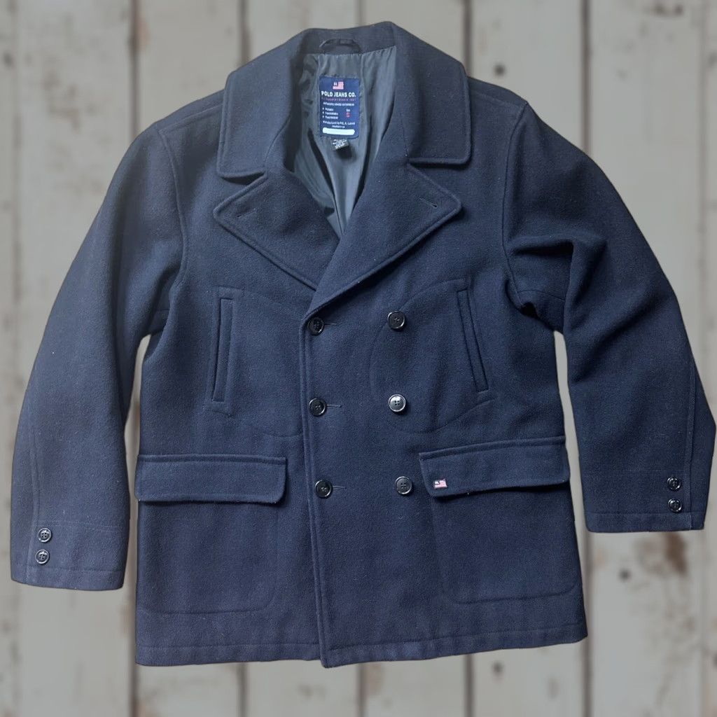 Ralph Lauren Polo Jeans Co. Ralph Lauren Pea Coat Jacket Wool Blend Dark Blue S Solid Men Mens Size Small Size US S / EU 44-46 / 1 - 1 Thumbnail