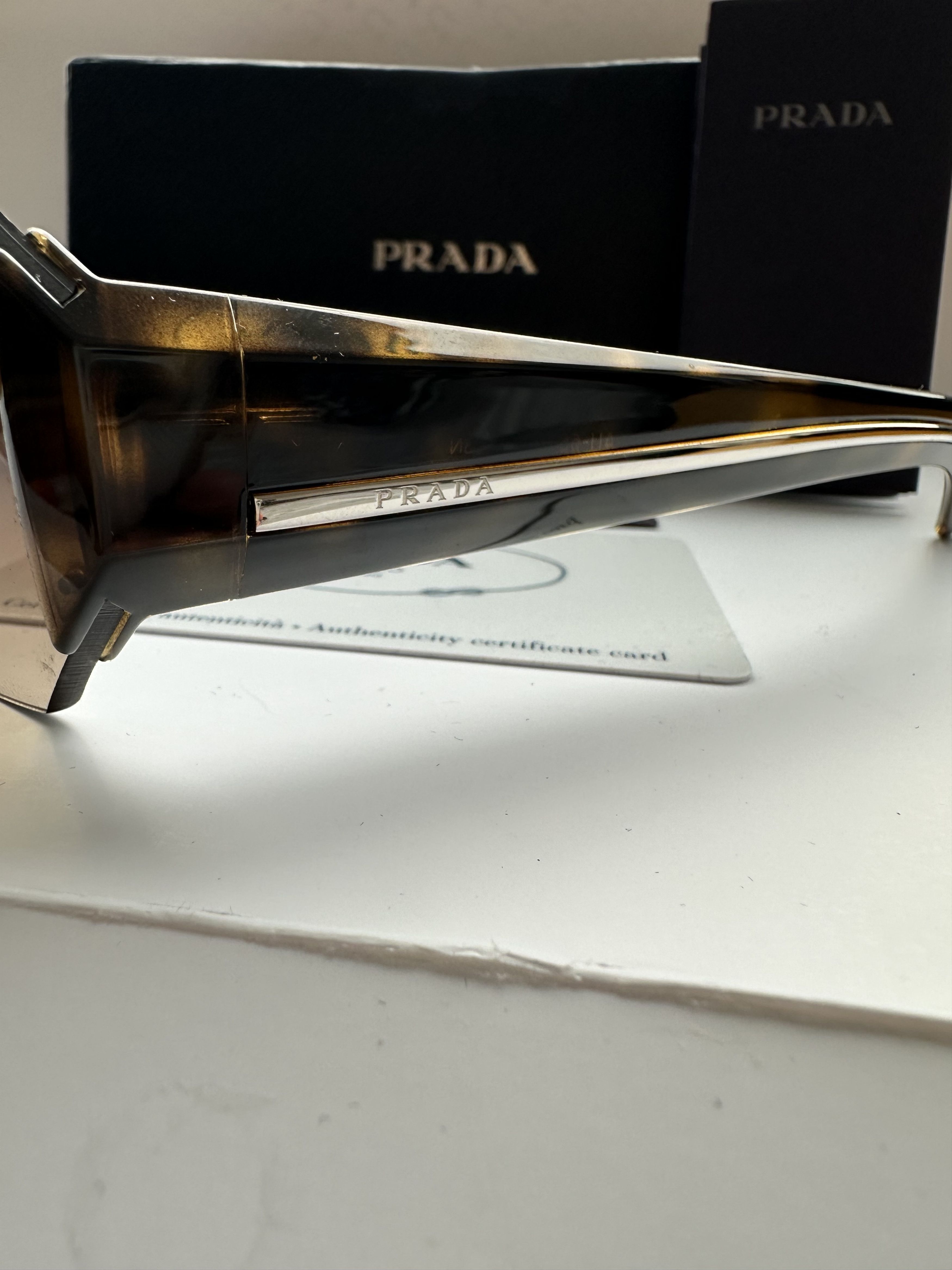 Prada Prada Brown/Black SPR01L Silver Tab Unisex Sunglasses Size ONE SIZE - 3 Thumbnail