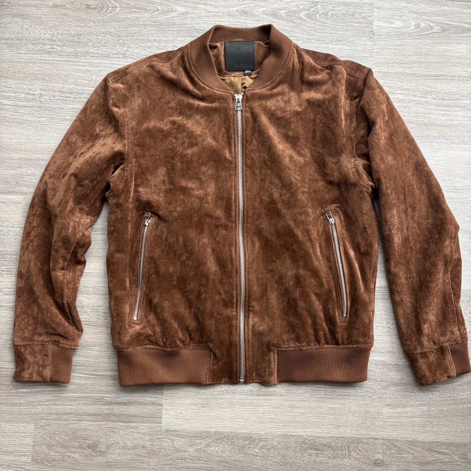 BLANKNYC Blank NYC Men Brown Faux Suede Bomber Jacket XL Size US XL / EU 56 / 4 - 1 Thumbnail