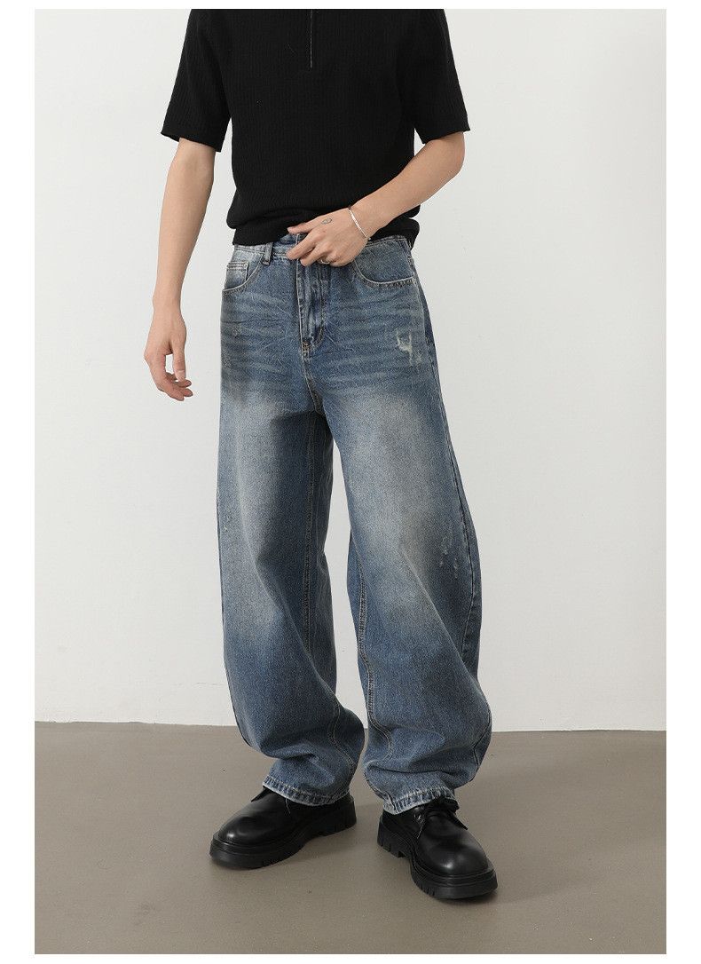 Japanese Brand × Jean American street men's loose straight wide-leg scimitar jeans Size US 32 / EU 48 - 3 Thumbnail