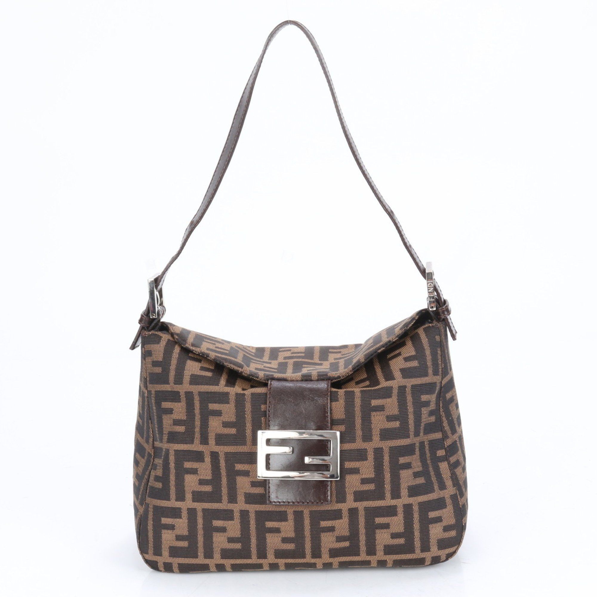 Fendi Ff Zucca Mamma Bucket Baguette Leather Shoulder Bag Tote Handbag For Women in Brown