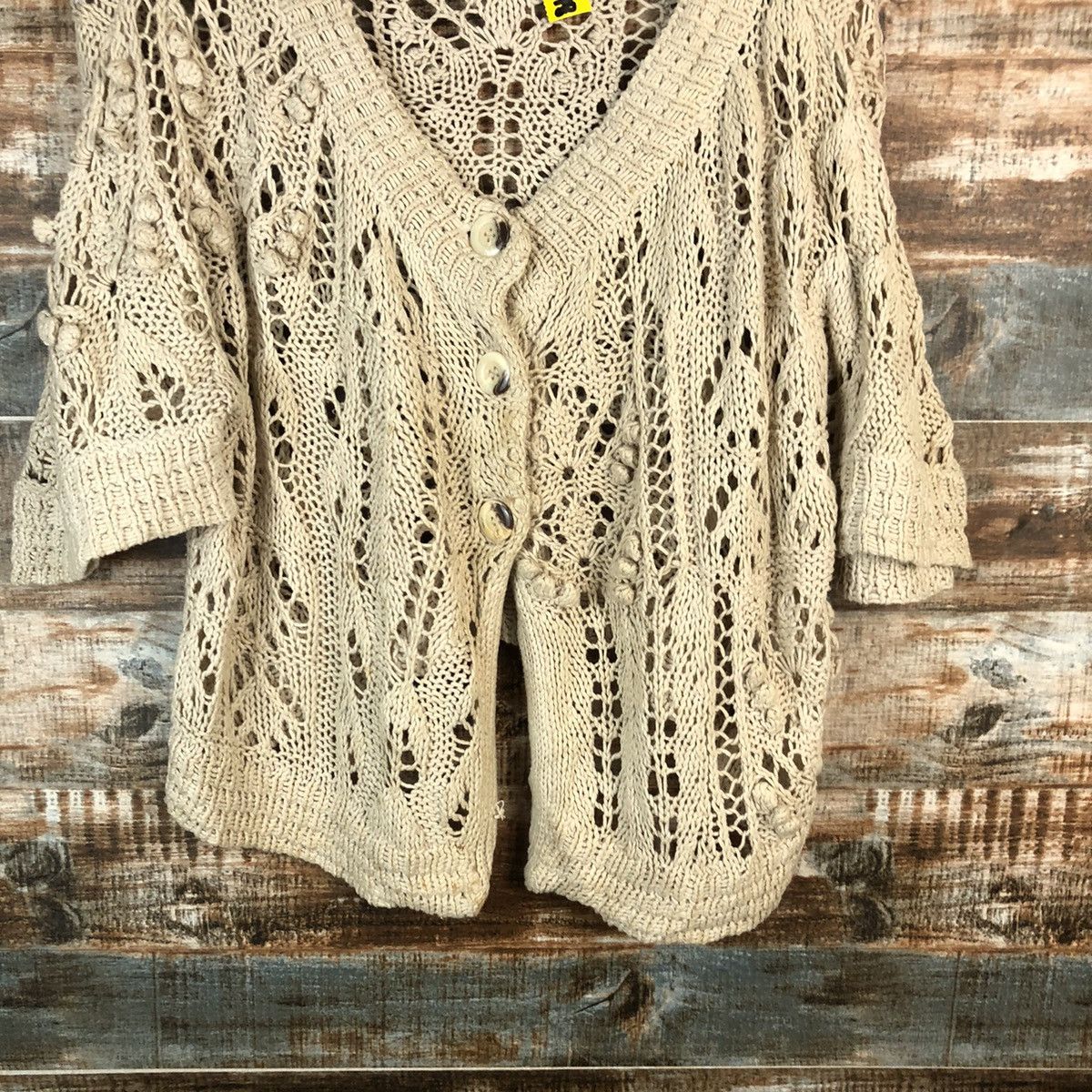 Japanese Brand Saburoku Cream Cardigan Knitwear #A1478 Size M / US 6-8 / IT 42-44 - 6 Thumbnail