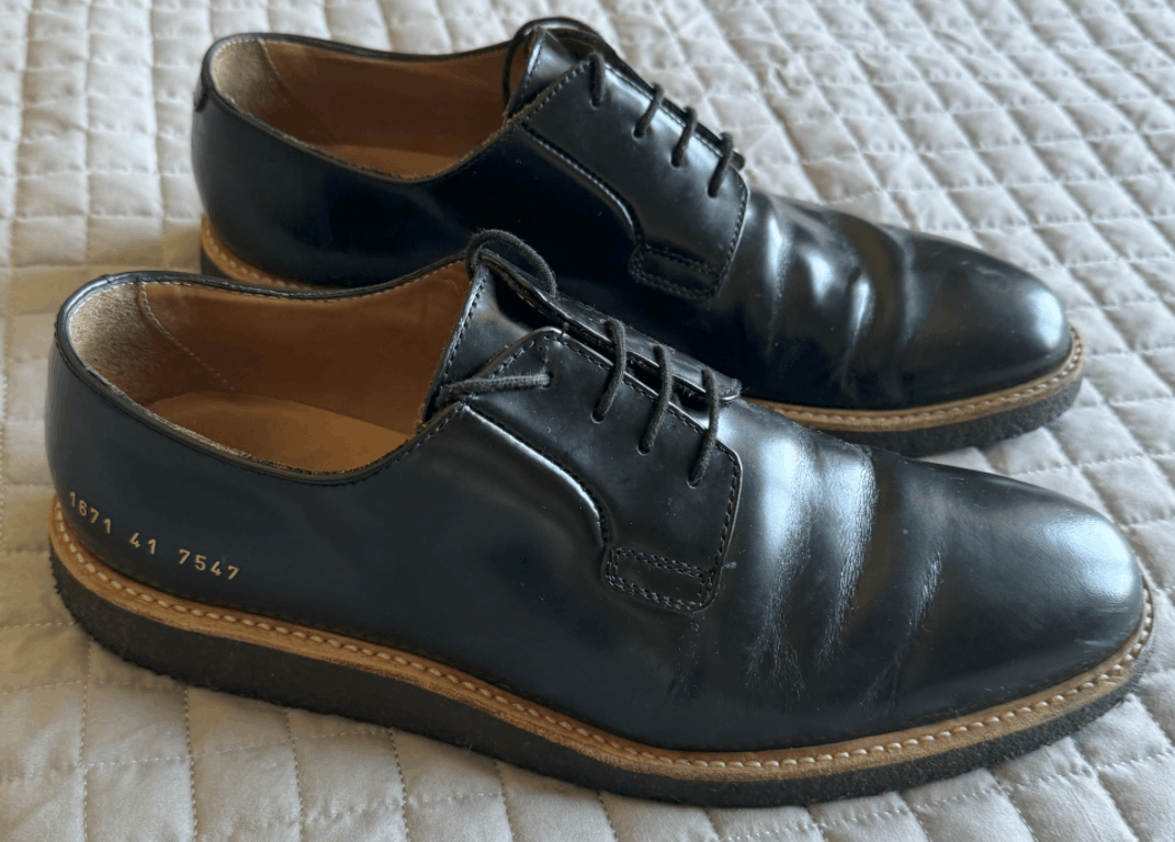 image of Common Projects Black Patent Leather Crepe Derby - Size 41 Shoes, Men's