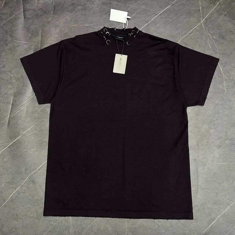 Balenciaga Balenciaga Washed Black Perforated Iron Sheet Short Sleeve Size US S / EU 44-46 / 1 - 1 Thumbnail