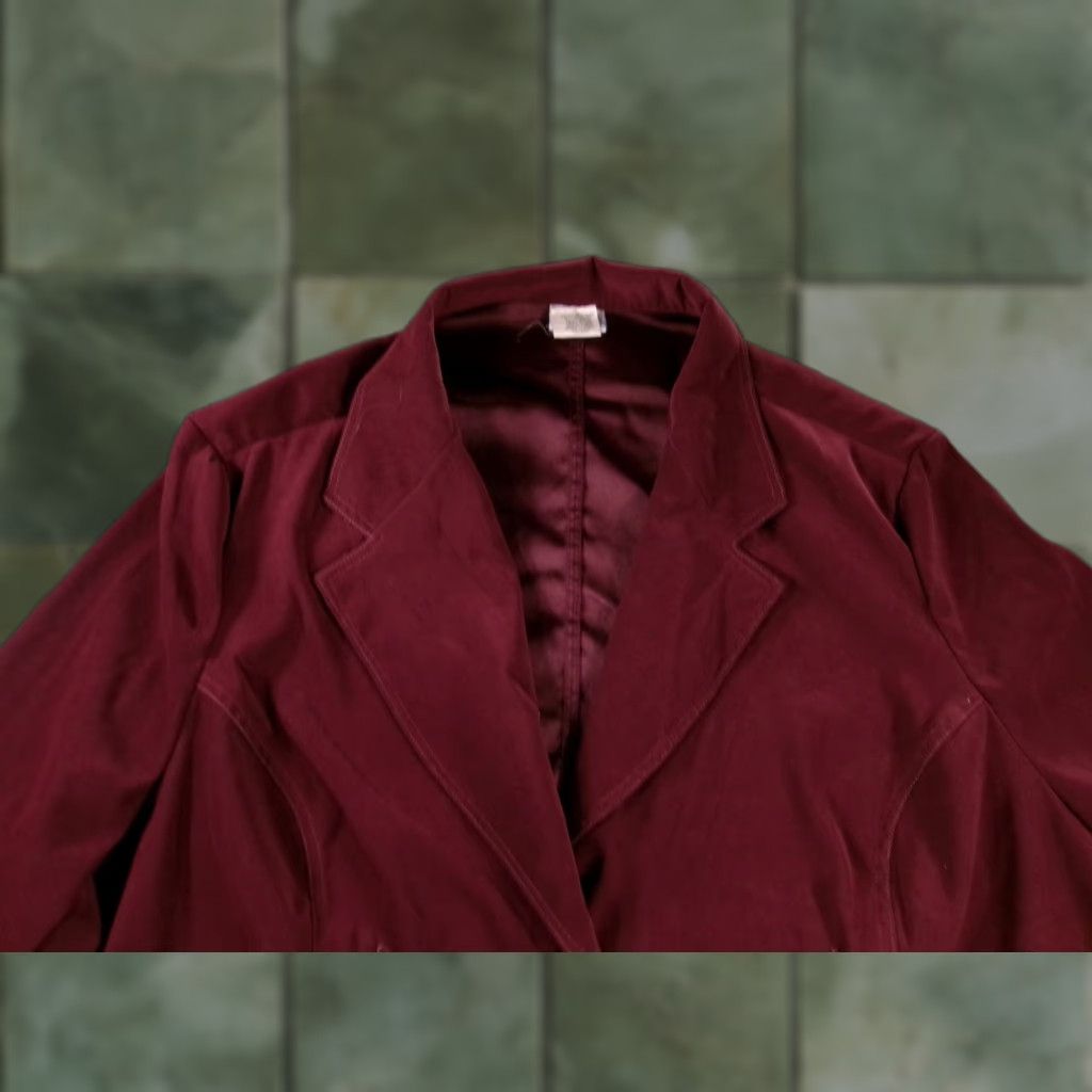 VINTAGE Fashion Bug Blazer Womens 30/32W Burgundy Button Front Lined Jacket Casual Work
