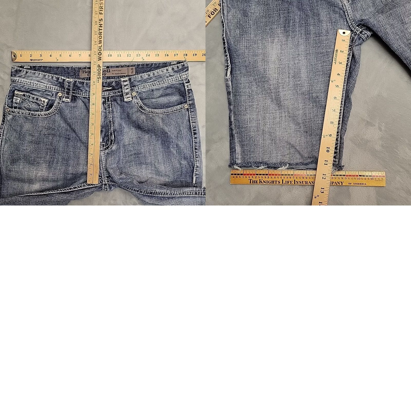 Pistola Rock & Roll Cowboy Jeans Men 36x12 Faded Blue Denim Pistol Jorts Cutoffs Jeans Rock & Roll Cowboy Men 36 Denim 5-Pocket Blue 90s Western Mens Size US 36 / EU 52 - 8 Thumbnail