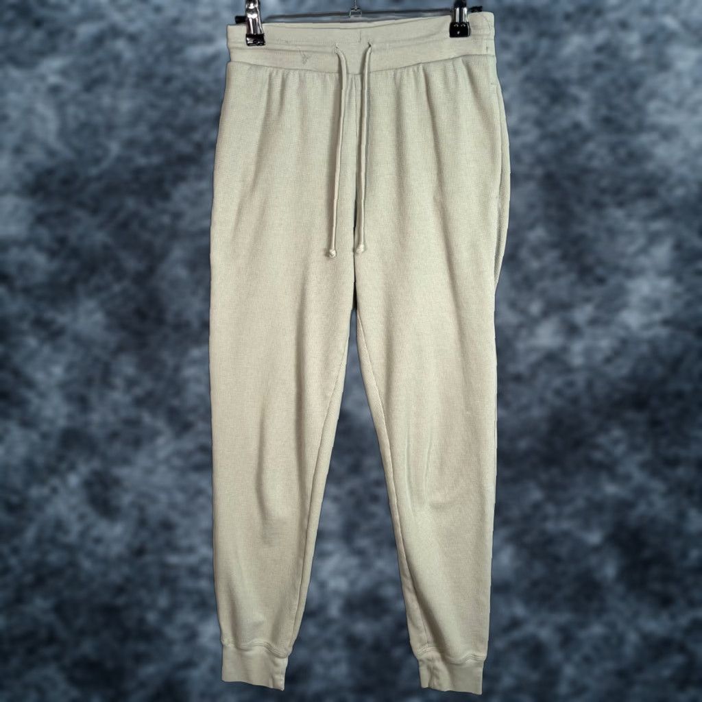Vintage Sunday Best Womens XS Waffle Knit Beige Joggers Sweatpants Sweatpants Pockets Casual Vintage: No Size 26" / US 2 / IT 38 - 1 Thumbnail
