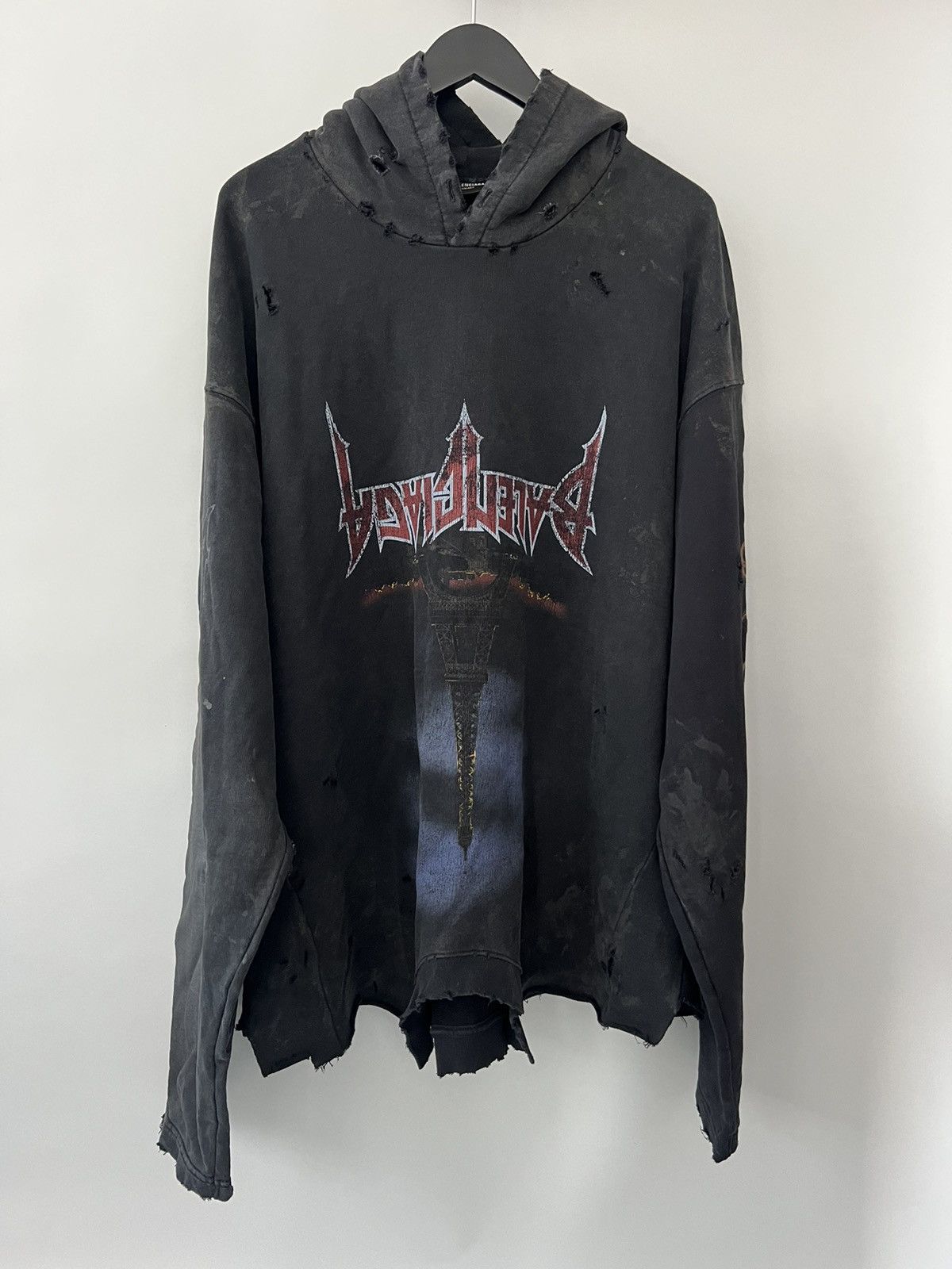 image of Balenciaga Paris Moon Upside Down Hoodie, Men's (Size 2XL)