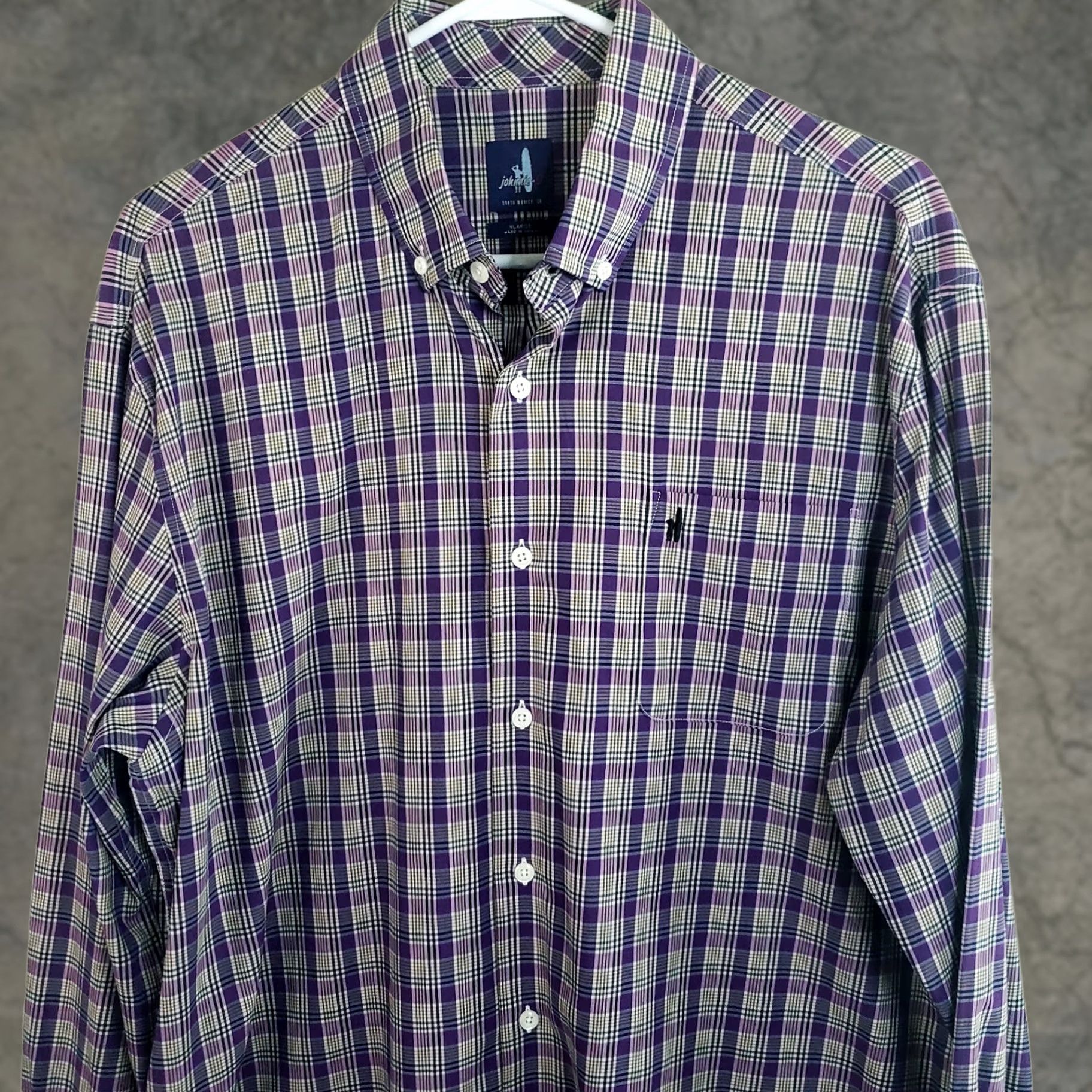 johnnie-O johnnie-O Shirt Men's XL Blue Purple Check Long Sleeve Button Up Casual Size US XL / EU 56 / 4 - 1 Thumbnail