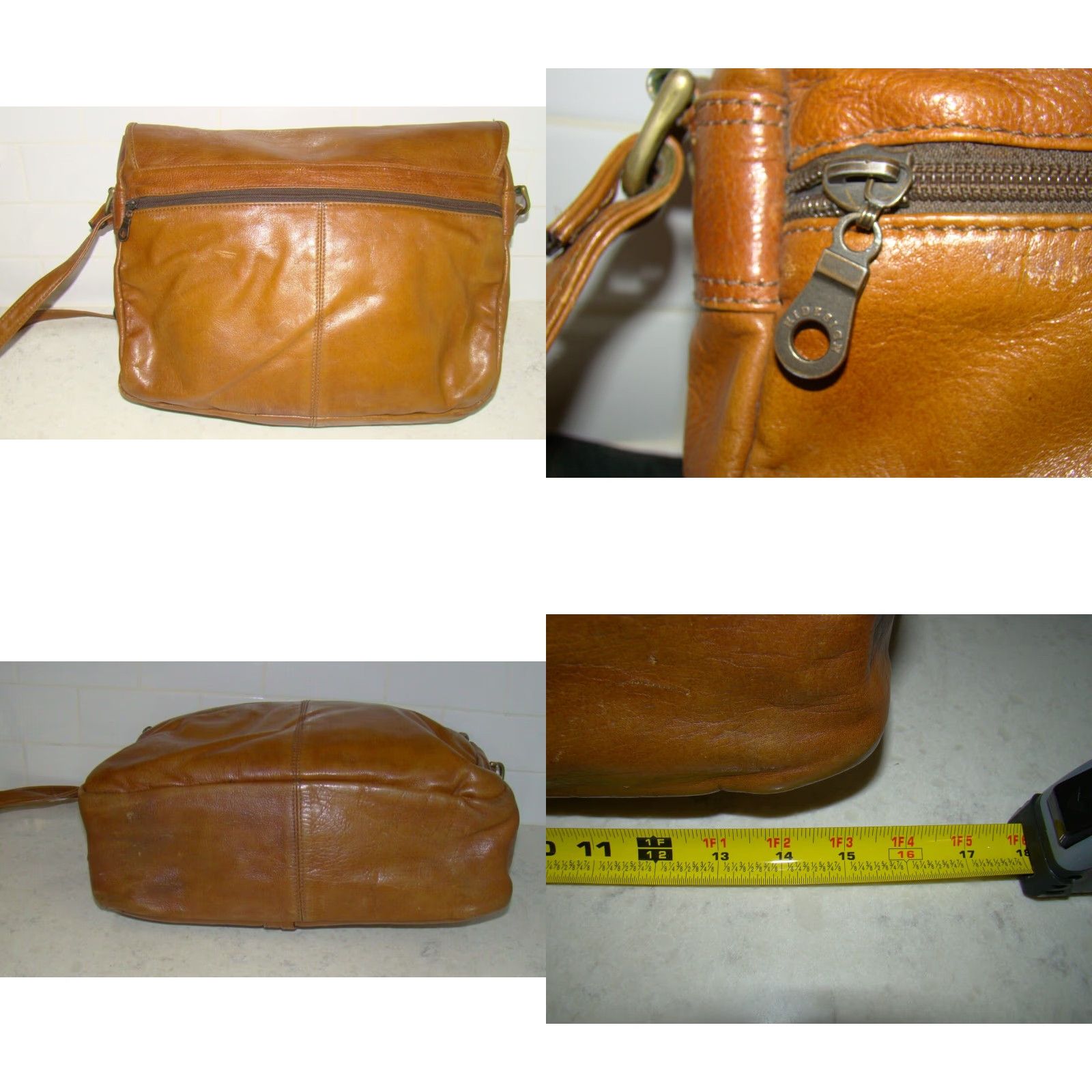 Vintage VINTAGE HiDESIGN Brown Leather Messenger Crossbody Bag Adjustable Shoulder Strap Unisex Adult 15"x12"x5" Brown Size ONE SIZE - 8 Thumbnail