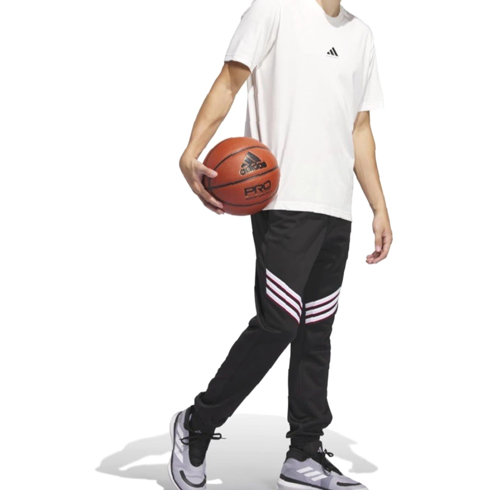 Adidas Adidas Men’s Crazywarm Basketball Pants - Black W/Stripes - 2XL - Jogger Style - Polyester Pants - Regular Size - Men Size US 39 - 3 Thumbnail