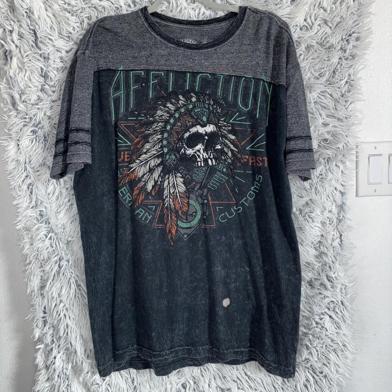 Affliction Affliction grey and black skull t-shirt men's size 2XL Size US XXL / EU 58 / 5 - 1 Thumbnail