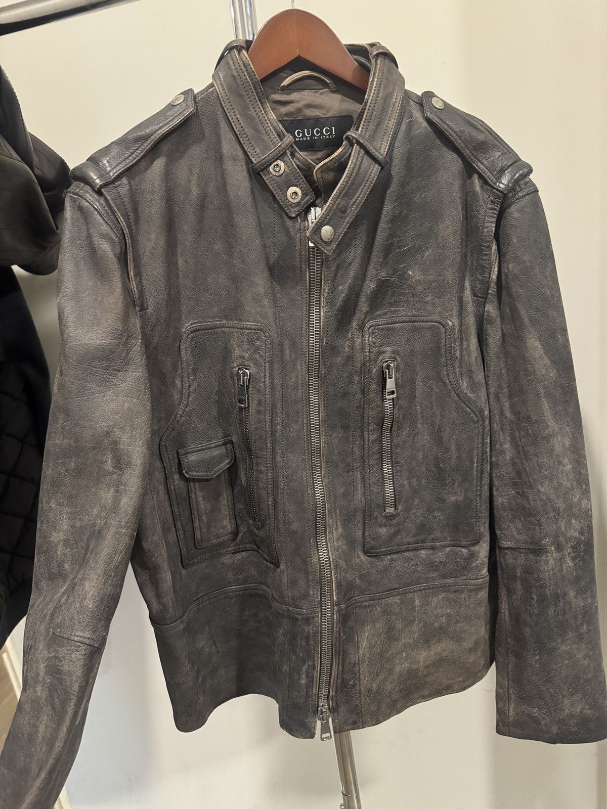 Gucci Gucci Runway Collection Leather Jacket –Stitched Back Detail Size US XL / EU 56 / 4 - 2 Thumbnail
