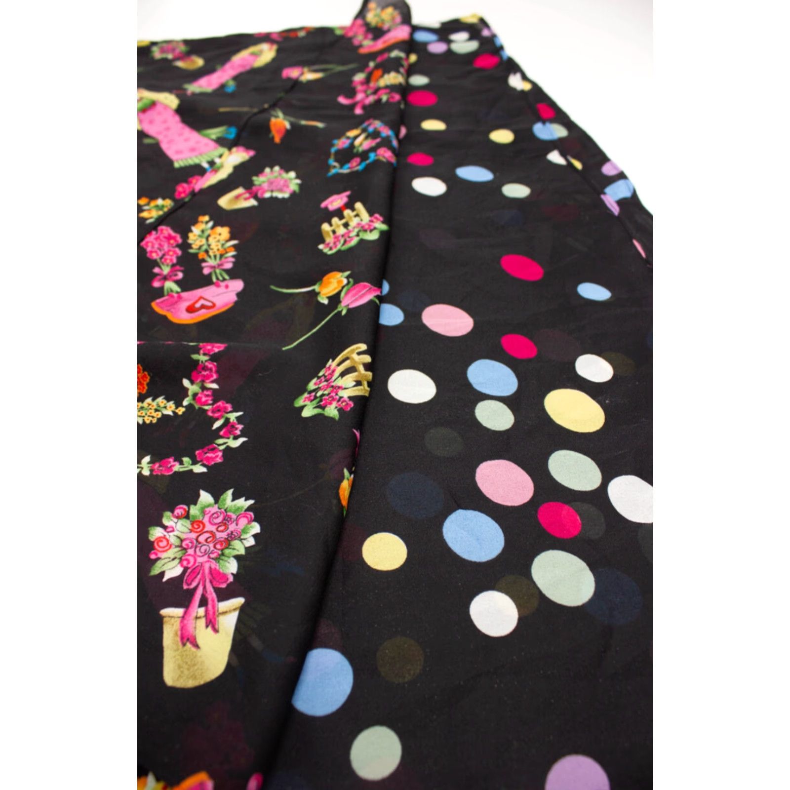 Vintage VINTAGE Impressions Black Flower & Polka Dot Layered Dress 1990s Medium Dress Women’s/Girls? Size M / US 6-8 / IT 42-44 - 3 Thumbnail