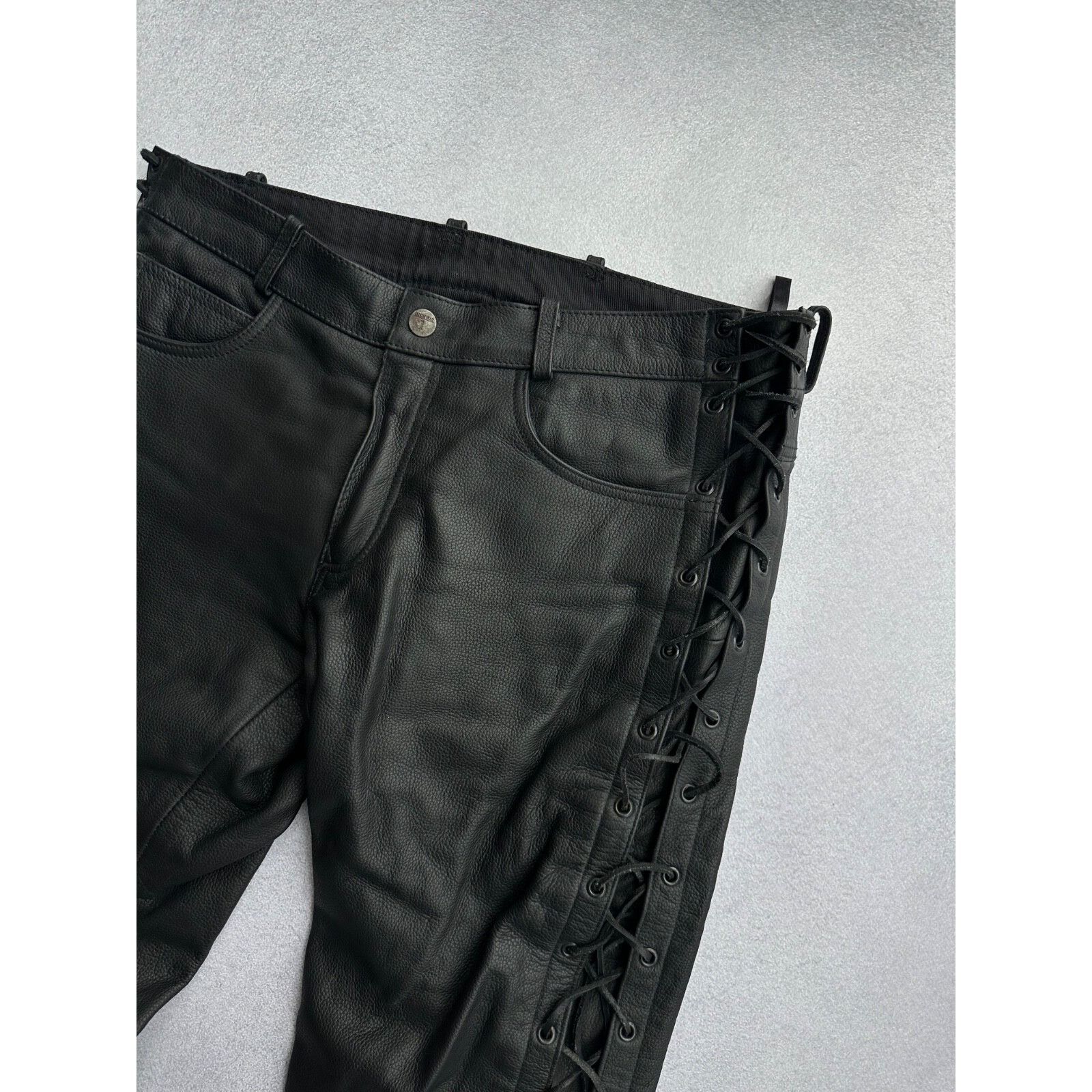 Vintage VTG HighWay 1 Black Leather Lace-Up Moto Genuine Leather Size US 30 / EU 46 - 5 Thumbnail