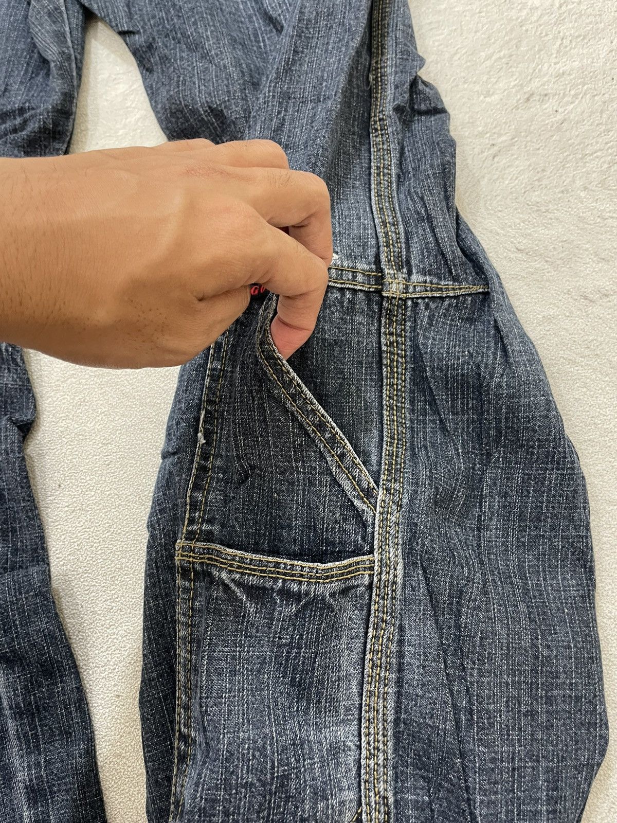 Japanese Brand 2000s Japan Raw Denim Carpenter Jeans Washed Y2K loose fit Size US 31 - 12 Thumbnail