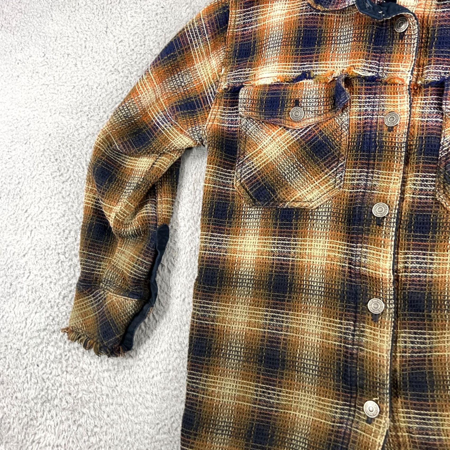 Free People Free People We The Free Shacket Jacket Womens Small Blue Brown Plaid Distressed Size S / US 4 / IT 40 - 7 Thumbnail