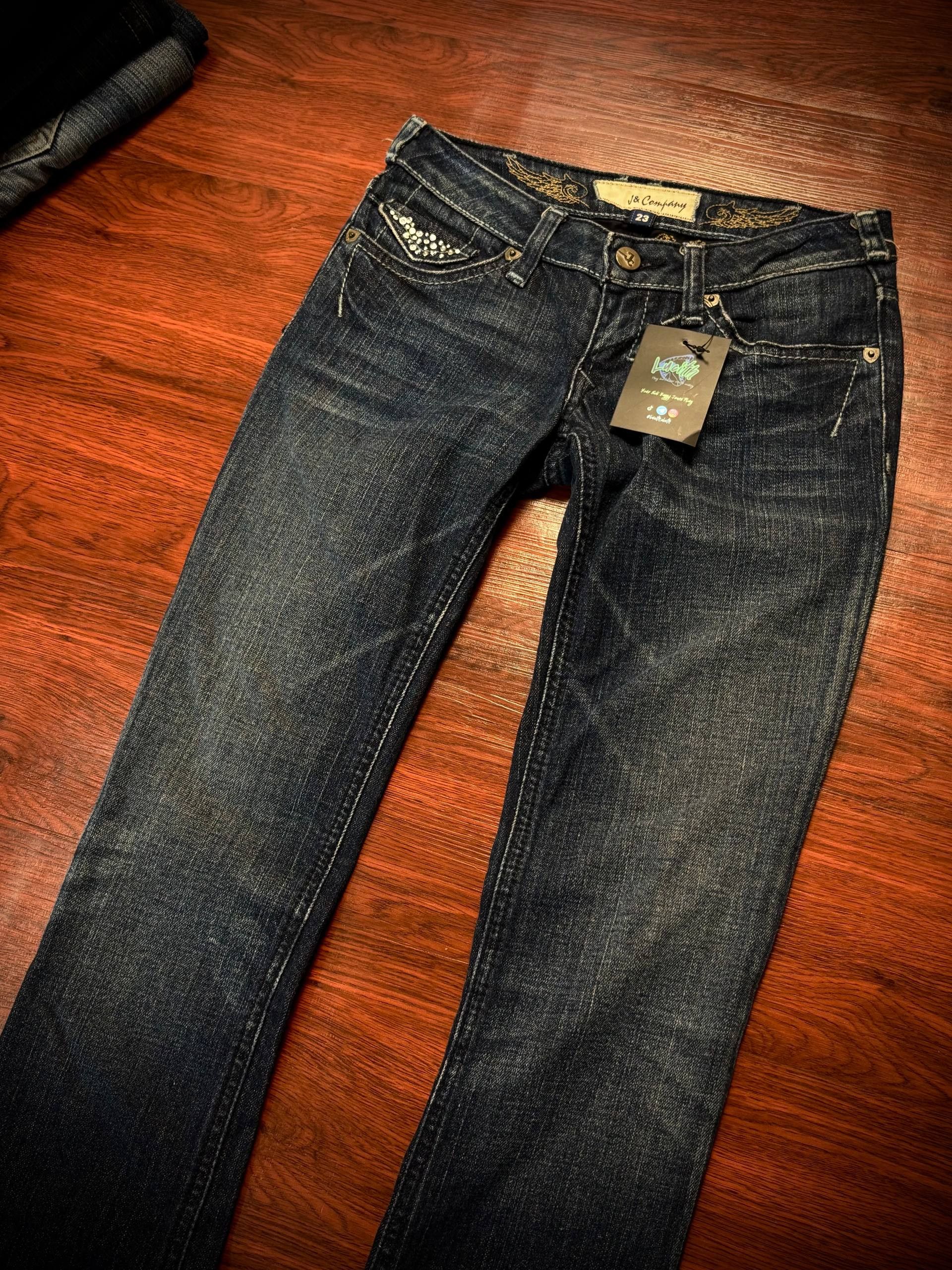 If Six Was Nine Vintage J&Company Bootcut Jean Rhinestones Studs Denim Pants Size 26" / US 2 / IT 38 - 4 Thumbnail