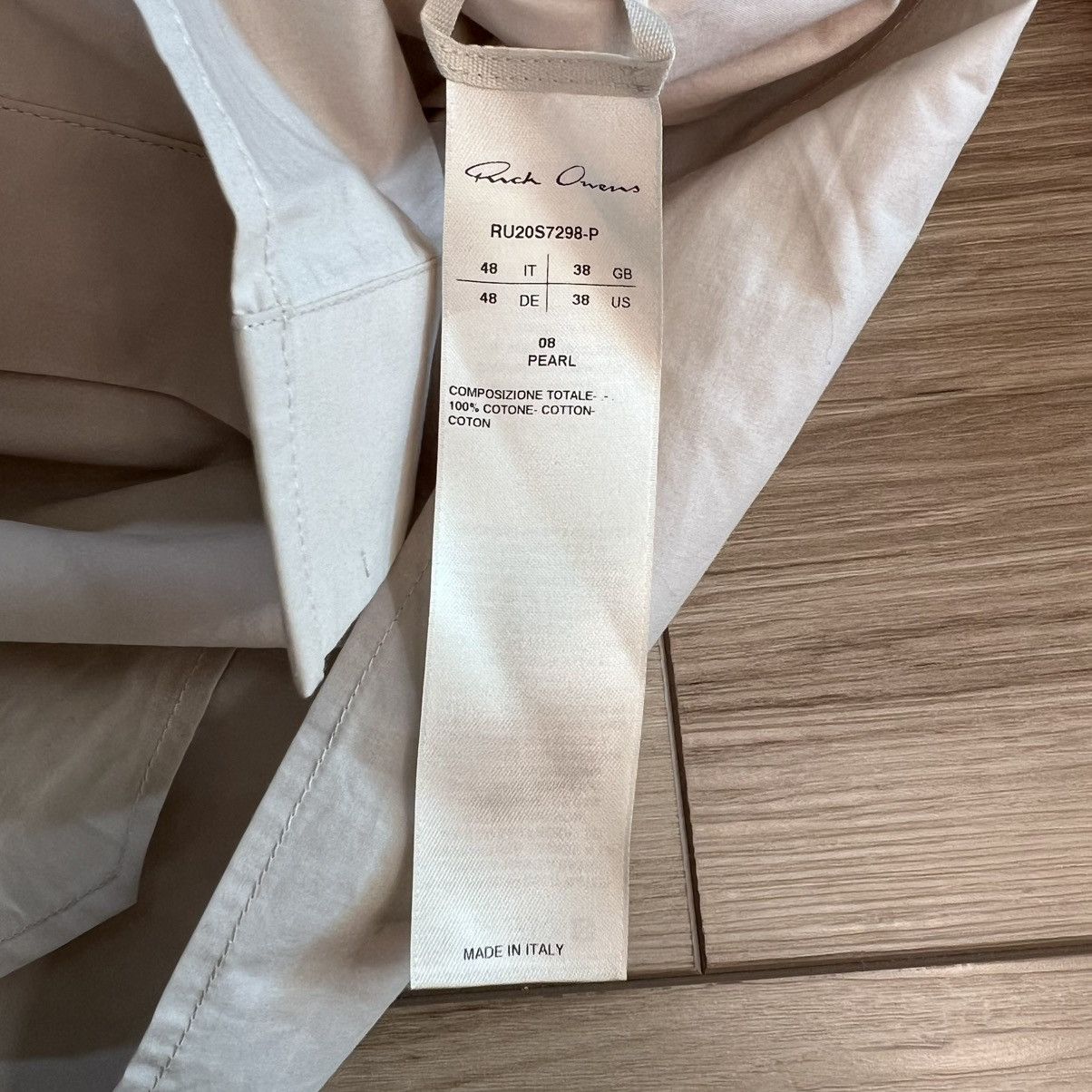 Rick Owens Rick Owens Tecuatl SS20 Pearl Collarless Button Down Shirt Size US M / EU 48-50 / 2 - 7 Thumbnail
