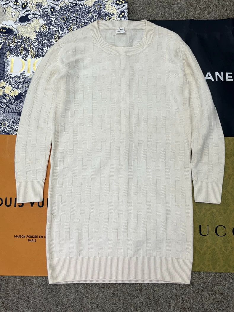 Hermes White Wool Knit Dress - dmc