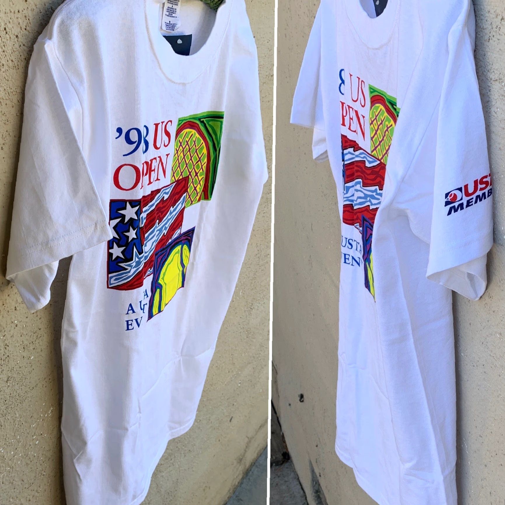 Vintage Santee Gold US Open Shirt US Open Graphic Tee Shirt Mens M White 1990s Decade 1998 Vintage Shirt USA USTA Official Licensed Product Size US M / EU 48-50 / 2 - 6 Thumbnail