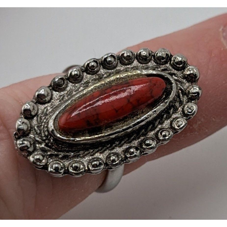 Other Vintage Southwestern Faux Red Jasper Oval Statement Ring Siz Size ONE SIZE - 5 Thumbnail