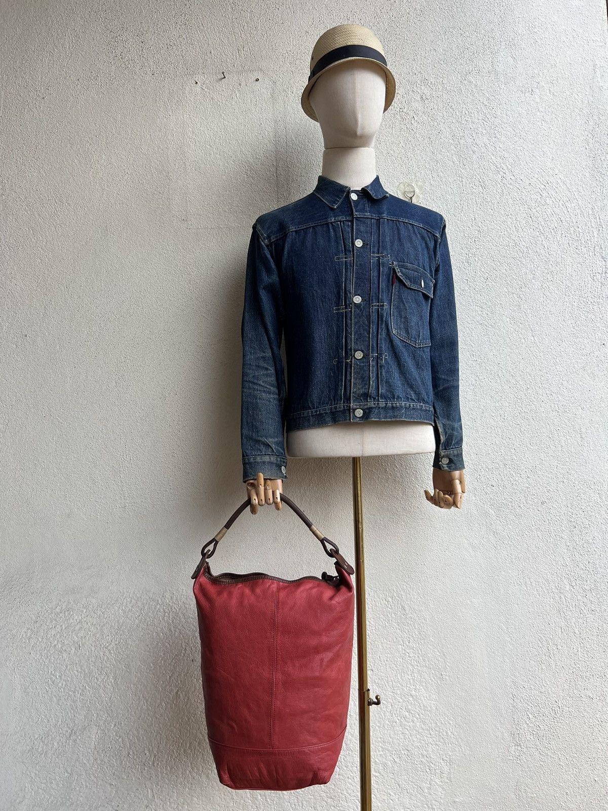 Leather Vintage CREAM Japan Fade Patina Leather Bag Japan Size ONE SIZE - 5 Thumbnail