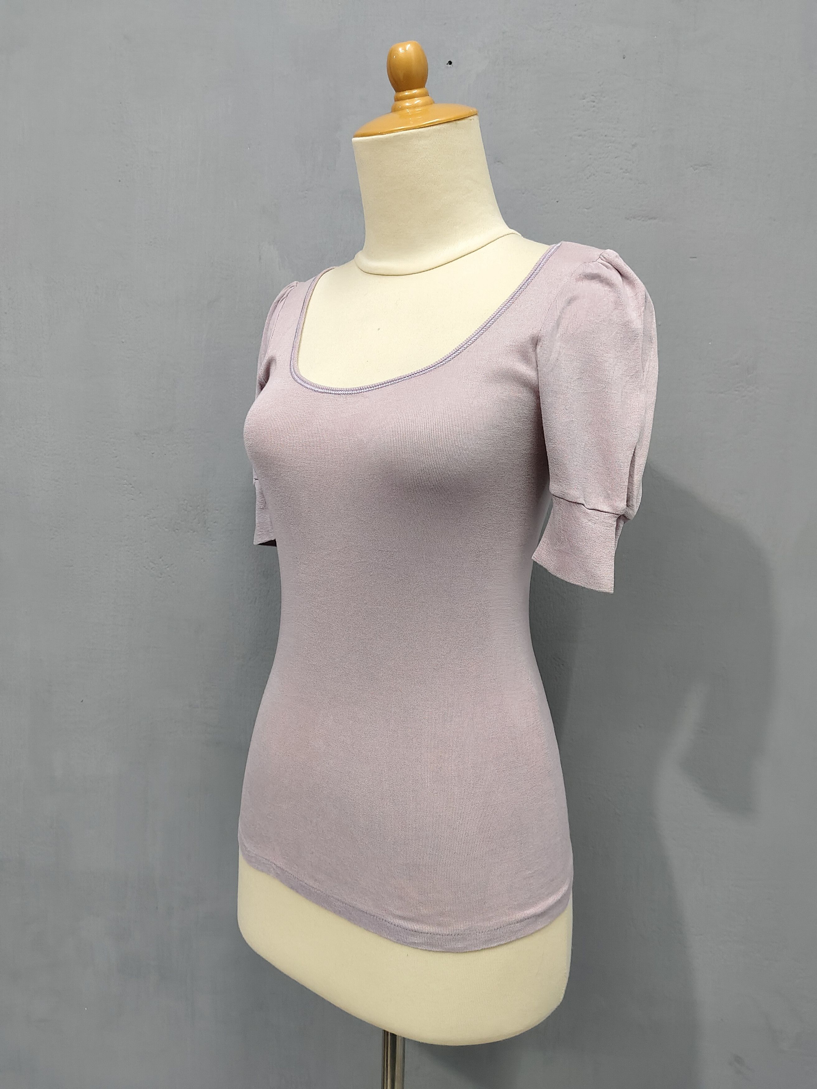 Vanessa Bruno 2000s Vanessa Bruno🇫🇷 Soft Lavender Puff Sleeve Knit Top Size S / US 4 / IT 40 - 4 Thumbnail