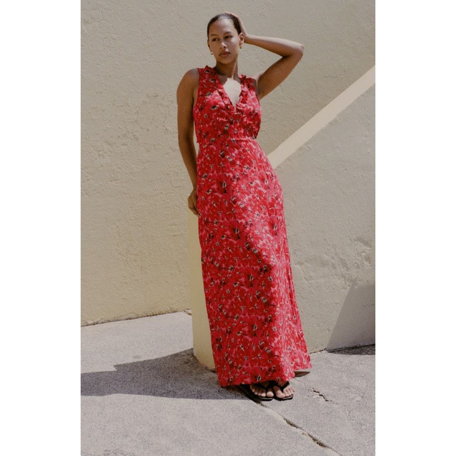 FAITHFULL NWT Faithfull The Brand Floral Maxi Dress Pink & Red Sz 8 Size M / US 6-8 / IT 42-44 - 2 Thumbnail
