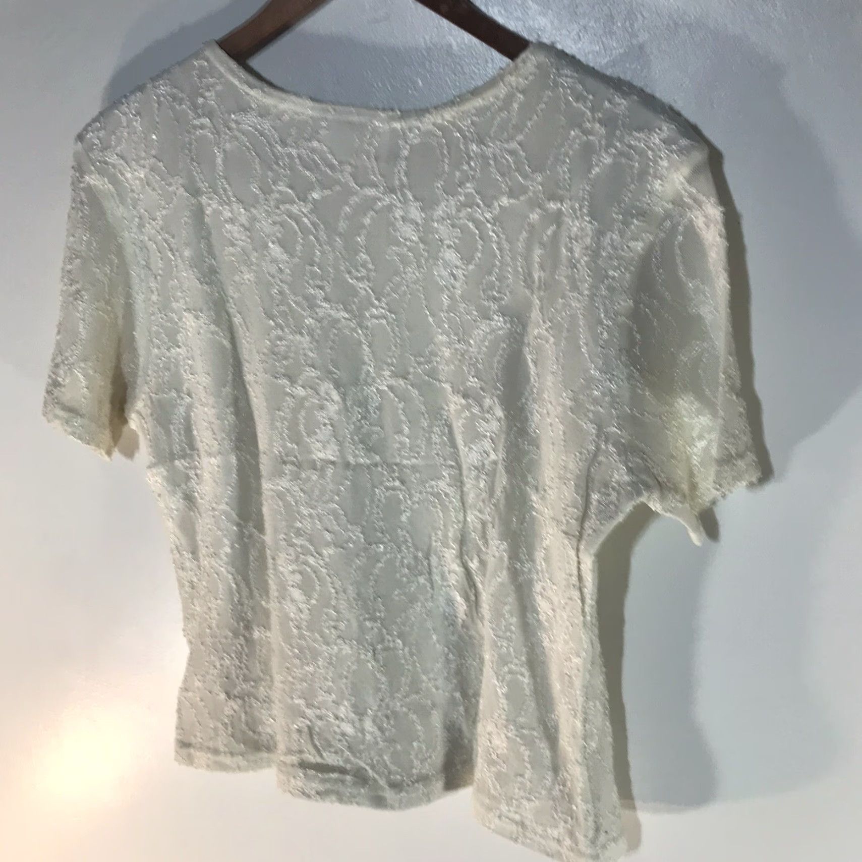 Worthington Vintage Worthington Cream Textured Lined Top Womens Size L USA Size L / US 10 / IT 46 - 4 Thumbnail