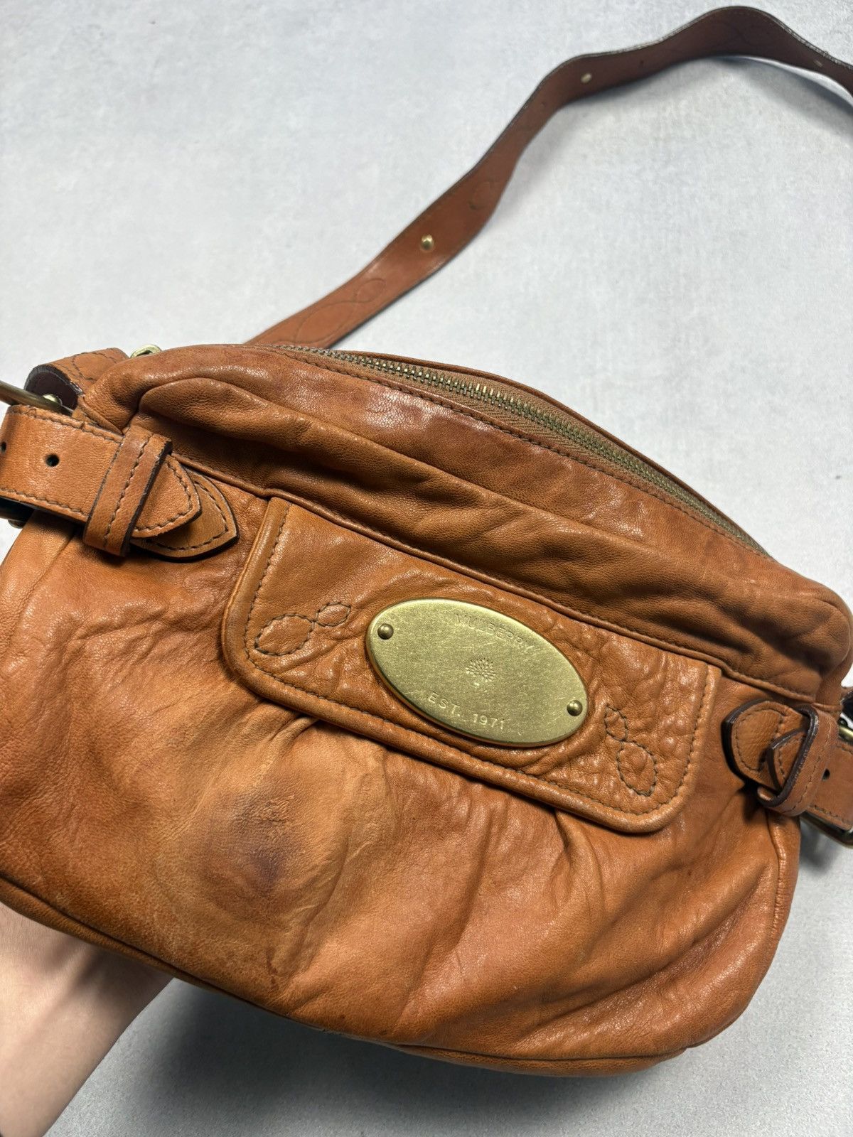 Mulberry Mulberry Vintage Brown Leather Crossbody Bag Brass Plaque Size ONE SIZE - 2 Thumbnail