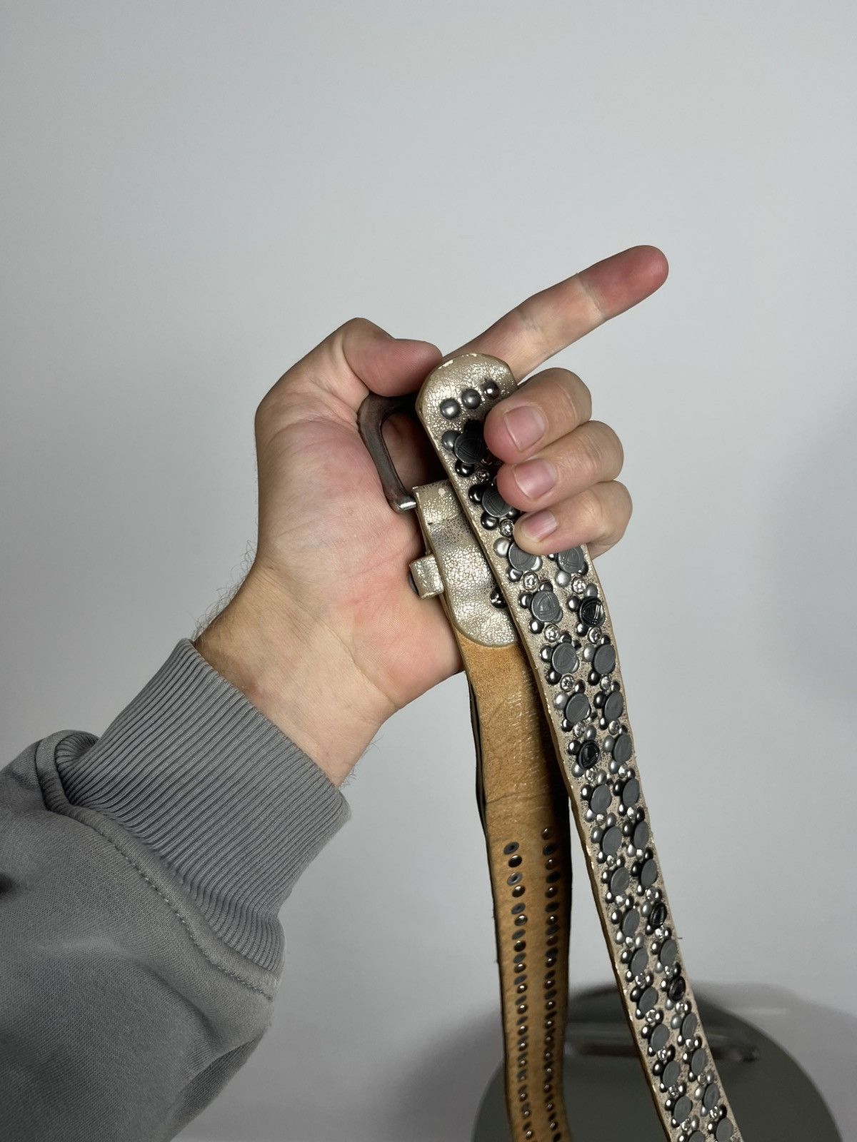 Other Avant Garde Faux Leather Silver Studded Heart Buckle Belt Size ONE SIZE - 13 Thumbnail