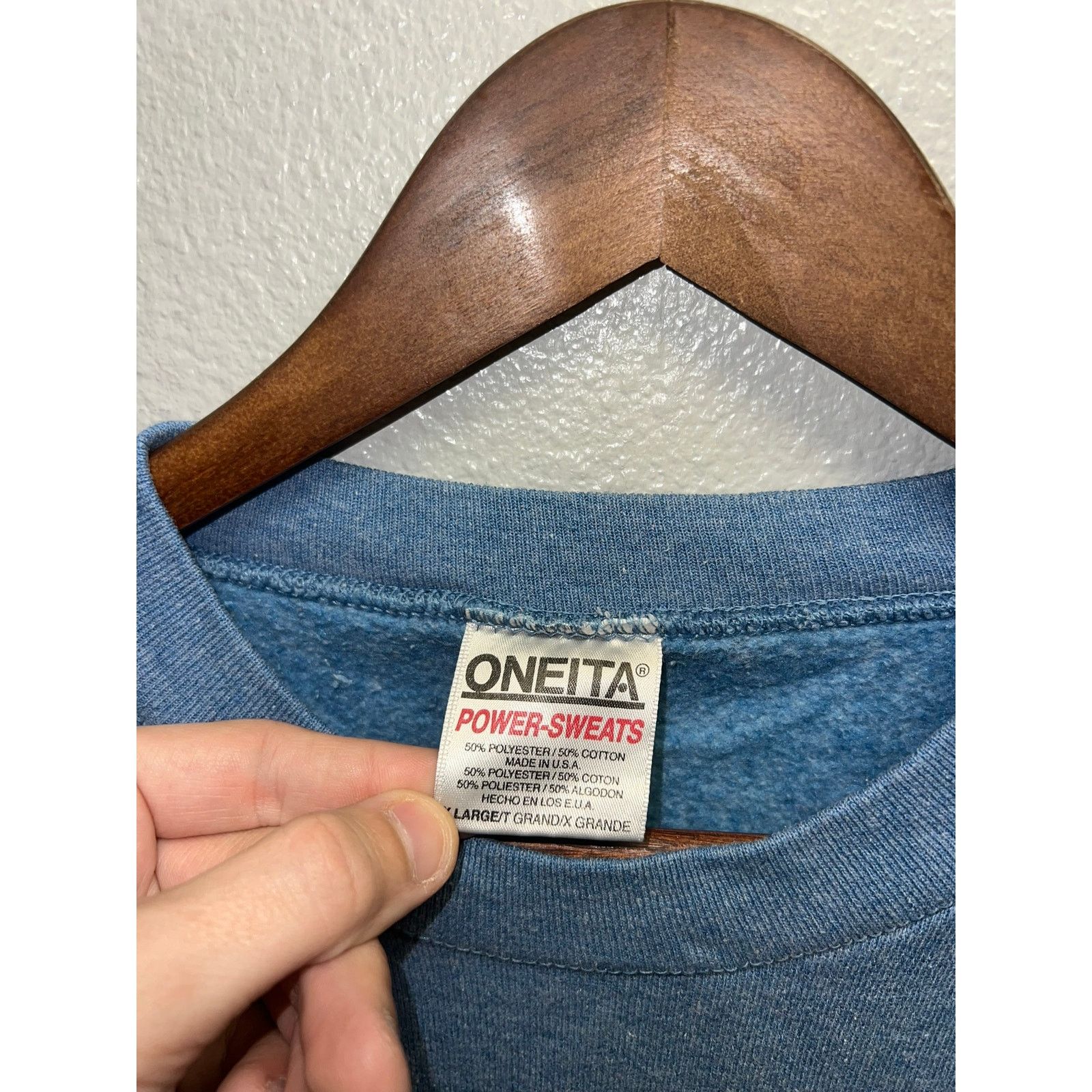 Vintage Vintage Oneita Sweatshirt Franklin Blue Crewneck 90s XL Size US XL / EU 56 / 4 - 4 Thumbnail