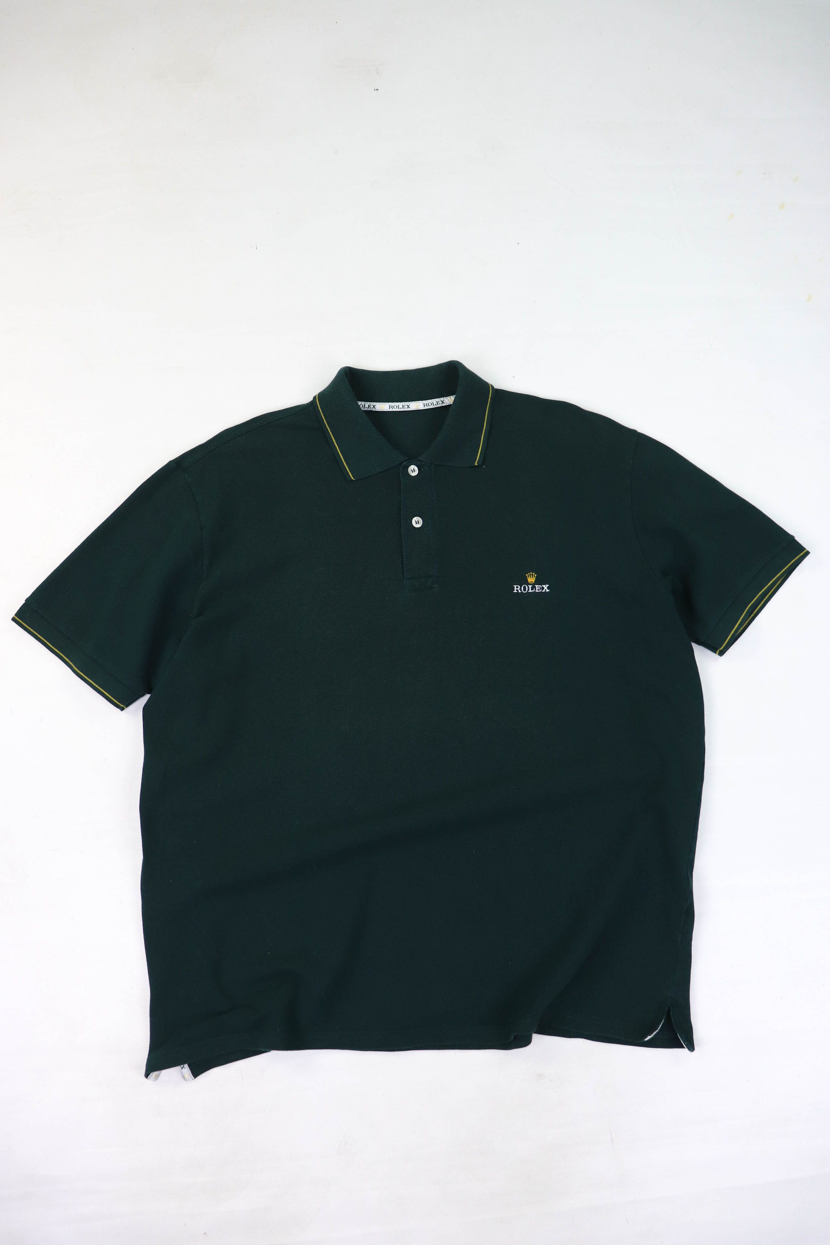 ROLEX Vintage Made in Italy Logo Faded Green Polo T-shirt