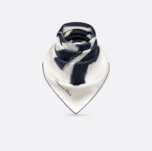 Dior o1w1db10625 Size : OS / Square Scarf in White/Navy Blue Size ONE SIZE - 3 Thumbnail