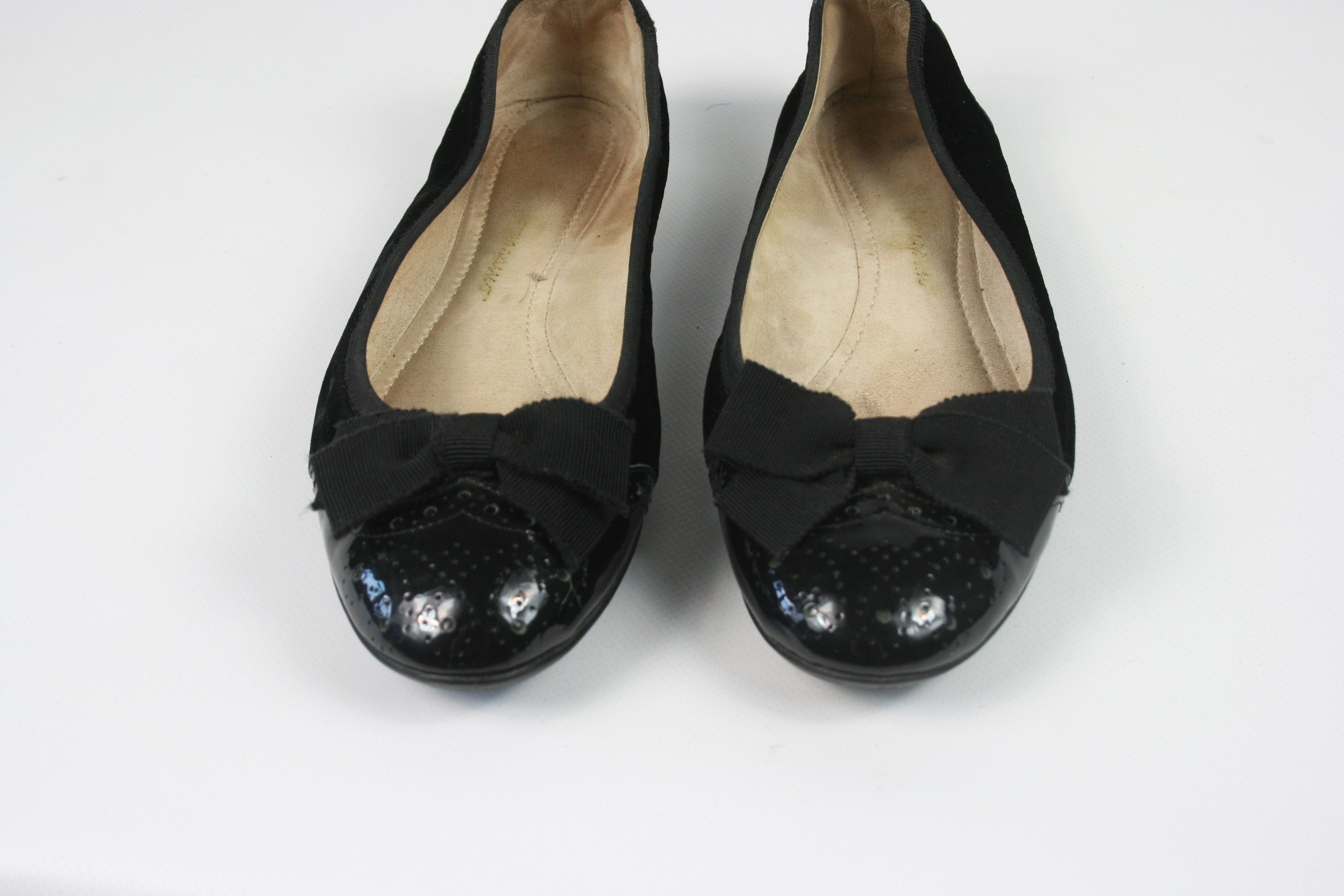 Salvatore Ferragamo 00S Velour Patent Leather Ballet Shoes Size US 7.5 / IT 37.5 - 6 Thumbnail