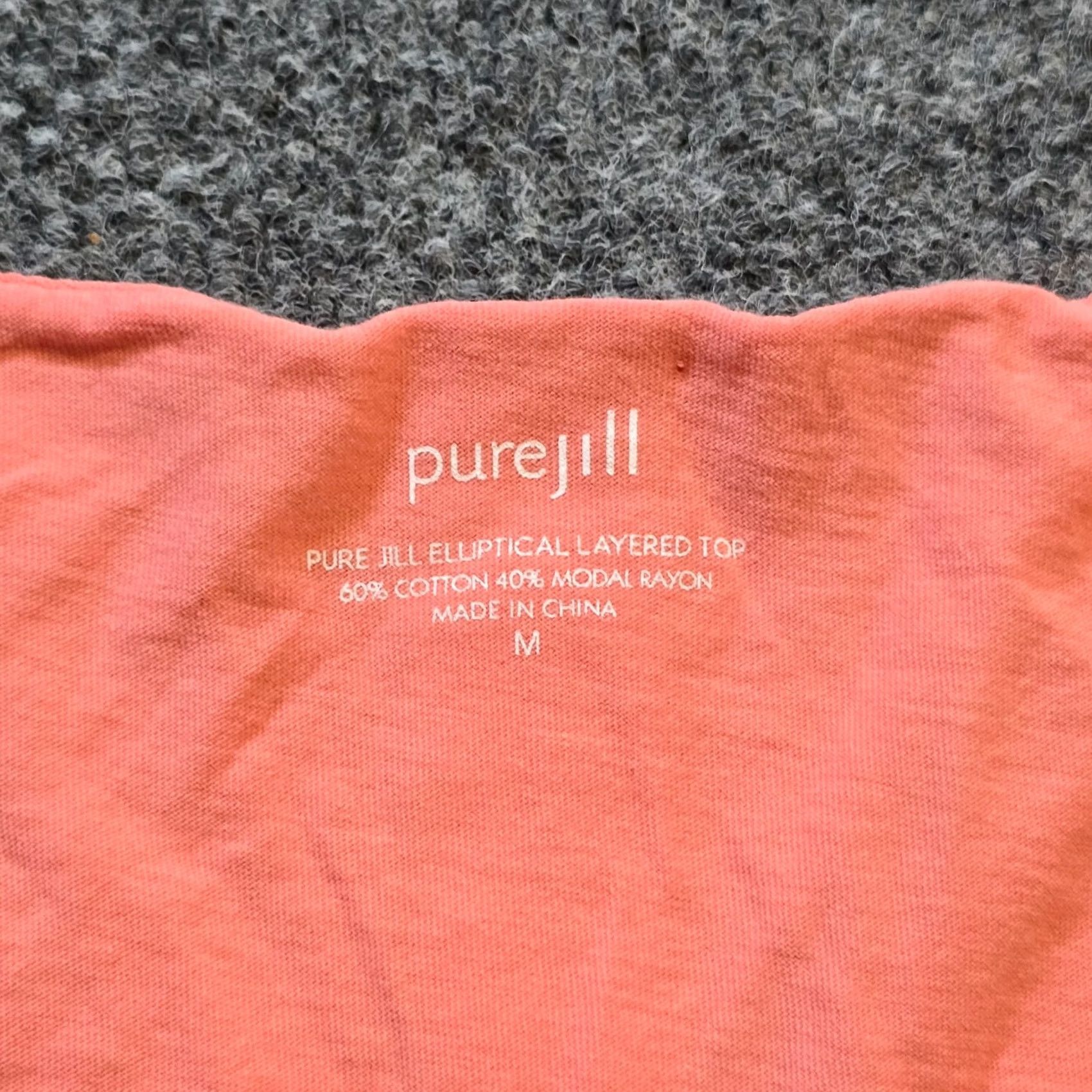 J. Jill J Jill Top Women M Orange 3/4 Sleeve Elliptical Layered Capsule Casual Shirt Blouse Regular Knit Cotton Modal Vintage No Size M / US 6-8 / IT 42-44 - 4 Thumbnail