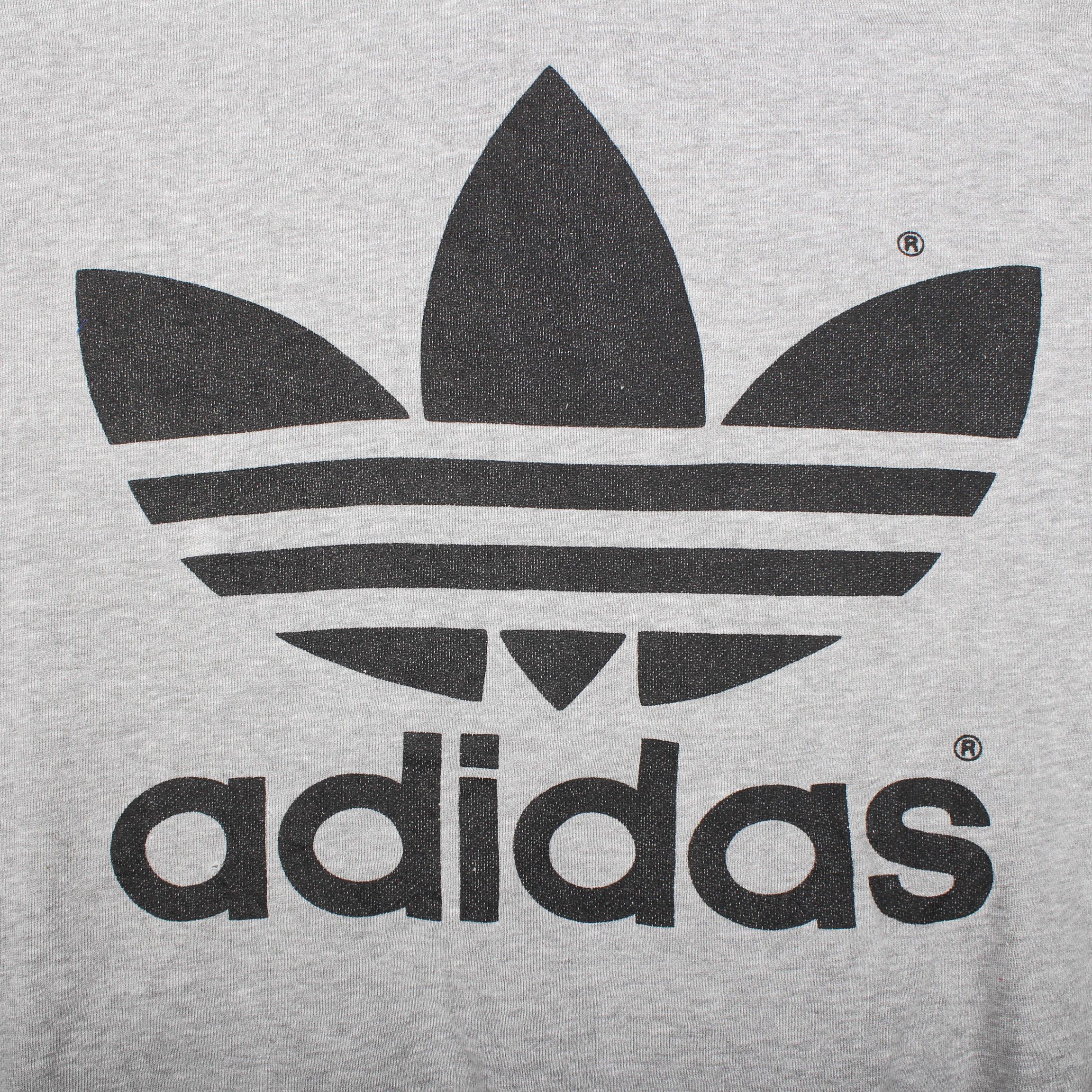 Adidas Vintage Adidas Hoodie Big Trefoil Logo Grey 90s Size US M / EU 48-50 / 2 - 10 Thumbnail