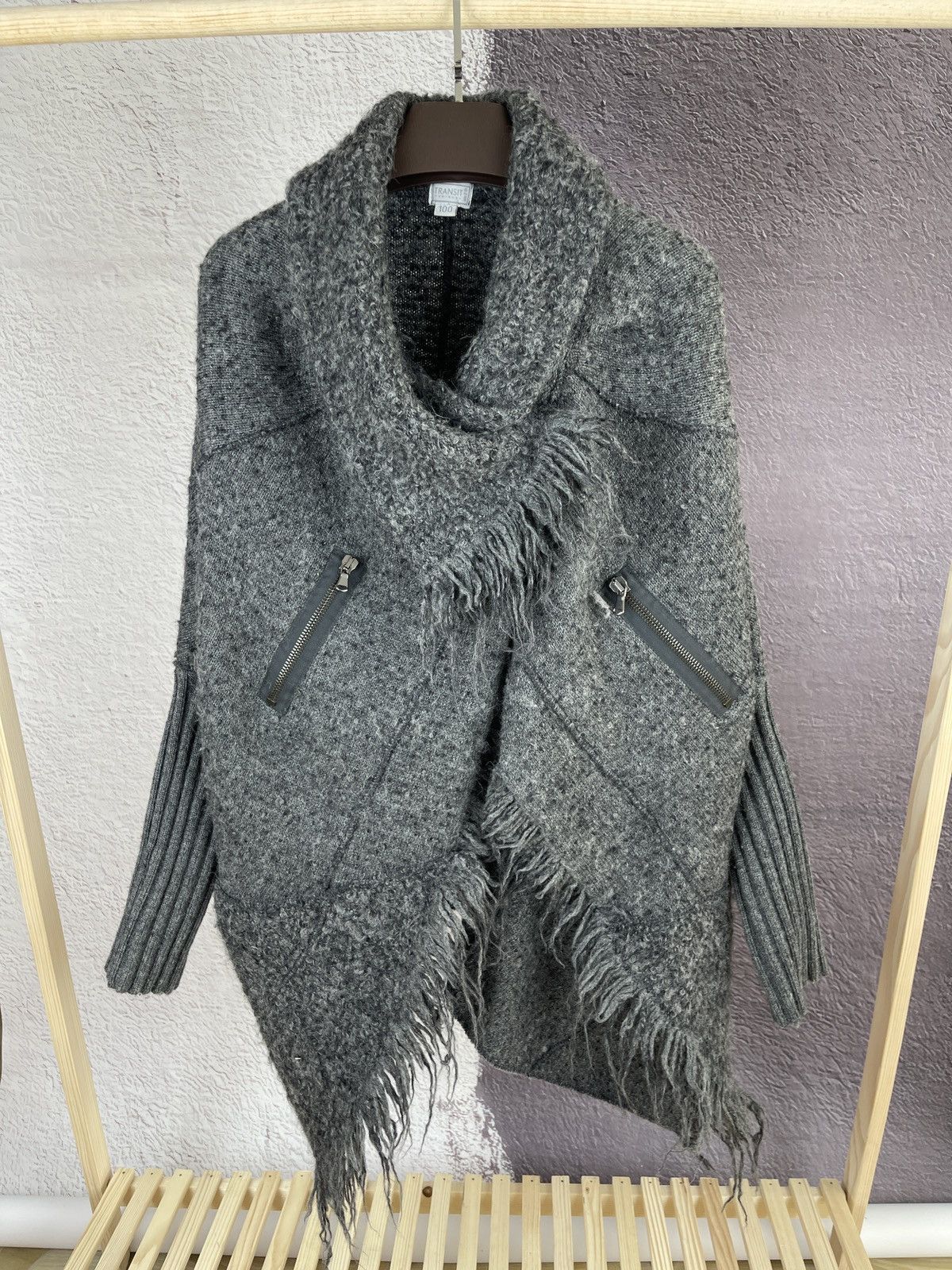 Transit × Transit Uomo Transit Par-Such 100 grey wool alpaca cape coat poncho sz 2 Size M / US 6-8 / IT 42-44 - 2 Thumbnail
