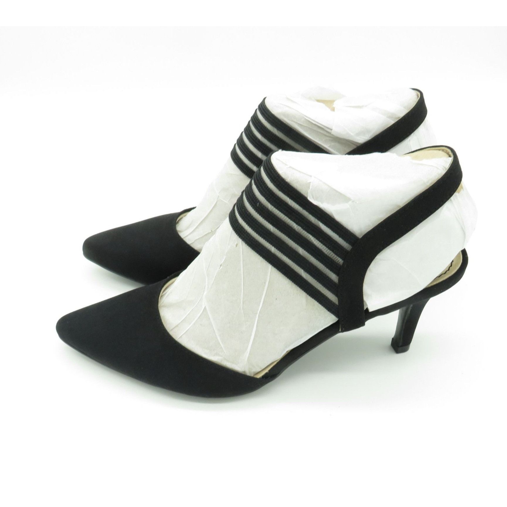 Other LifeStride Black Pointed Toe Kitten Heel Shoes Elastic Bands Size US 6 / IT 36 - 3 Thumbnail