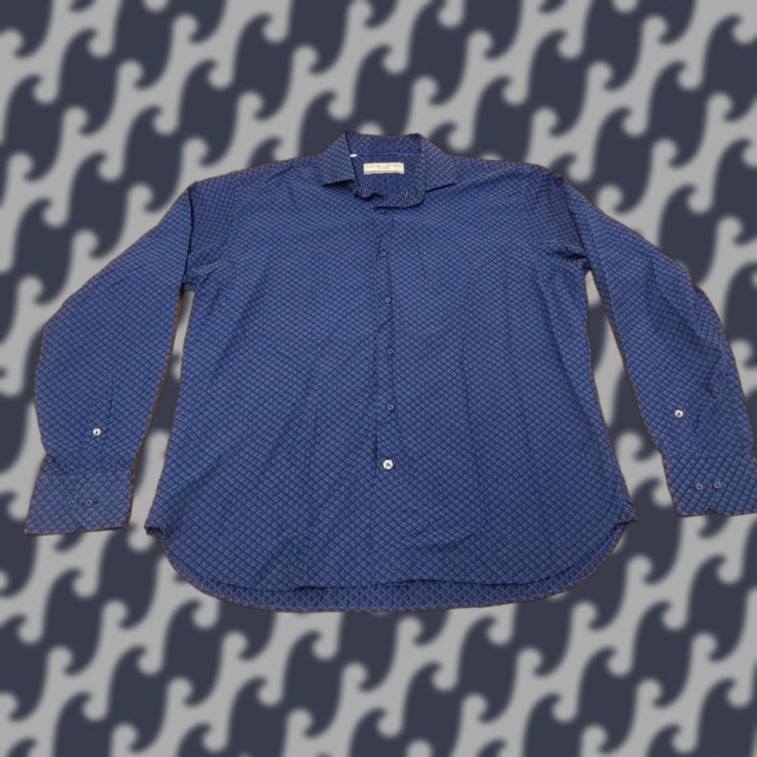 Luchiano Visconti **Men's Large Blue Collared Geometric Pattern Button-Up Shirt** User: Men's Large Blue Geometric Pattern Button-Up Shirt Size US L / EU 52-54 / 3 - 1 Thumbnail