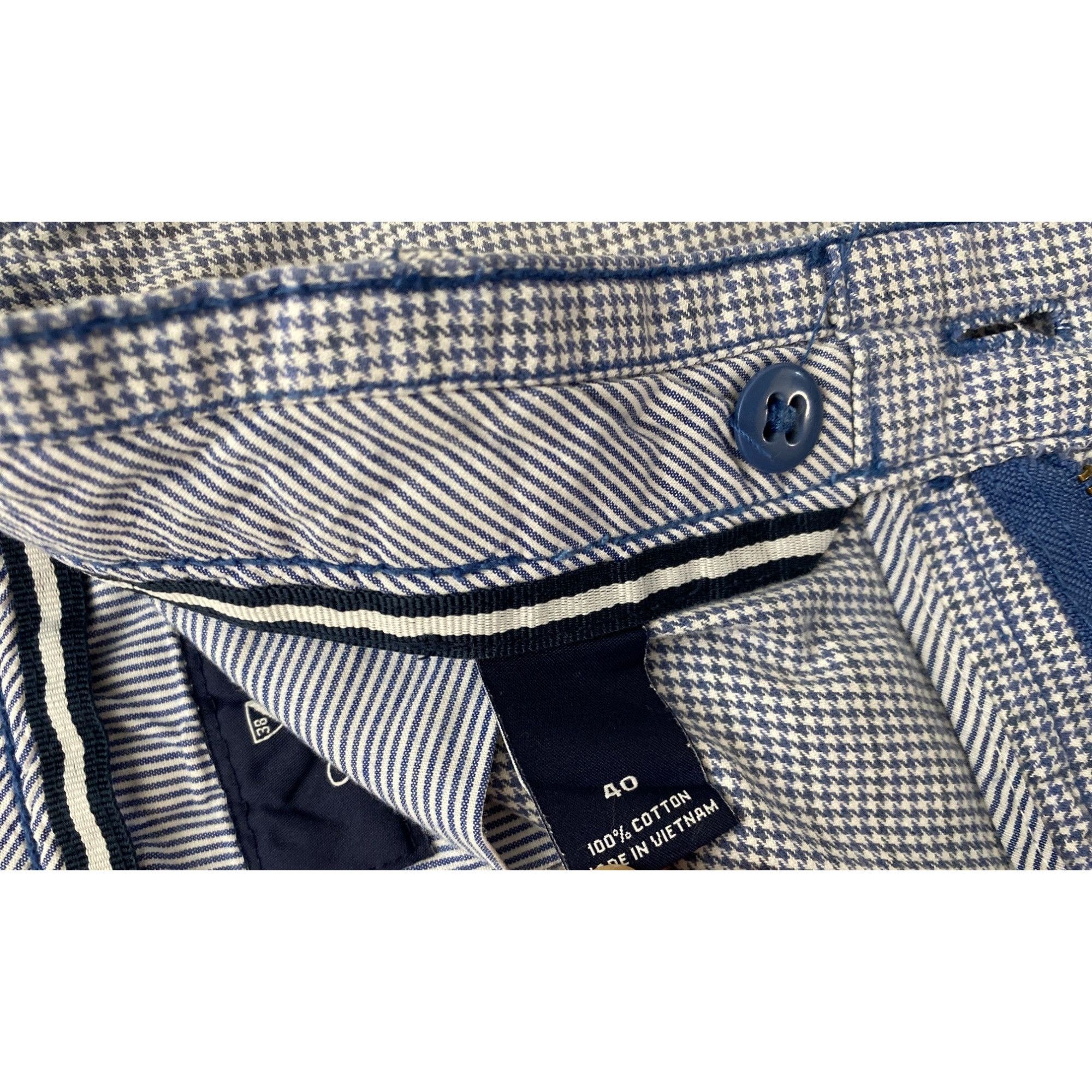 Cremieux CREMIEUX MEN'S BLUE/WHITE MINI HOUNDSTOOTH COTTON MEDIA SHOR Size US 40 / EU 56 - 3 Thumbnail