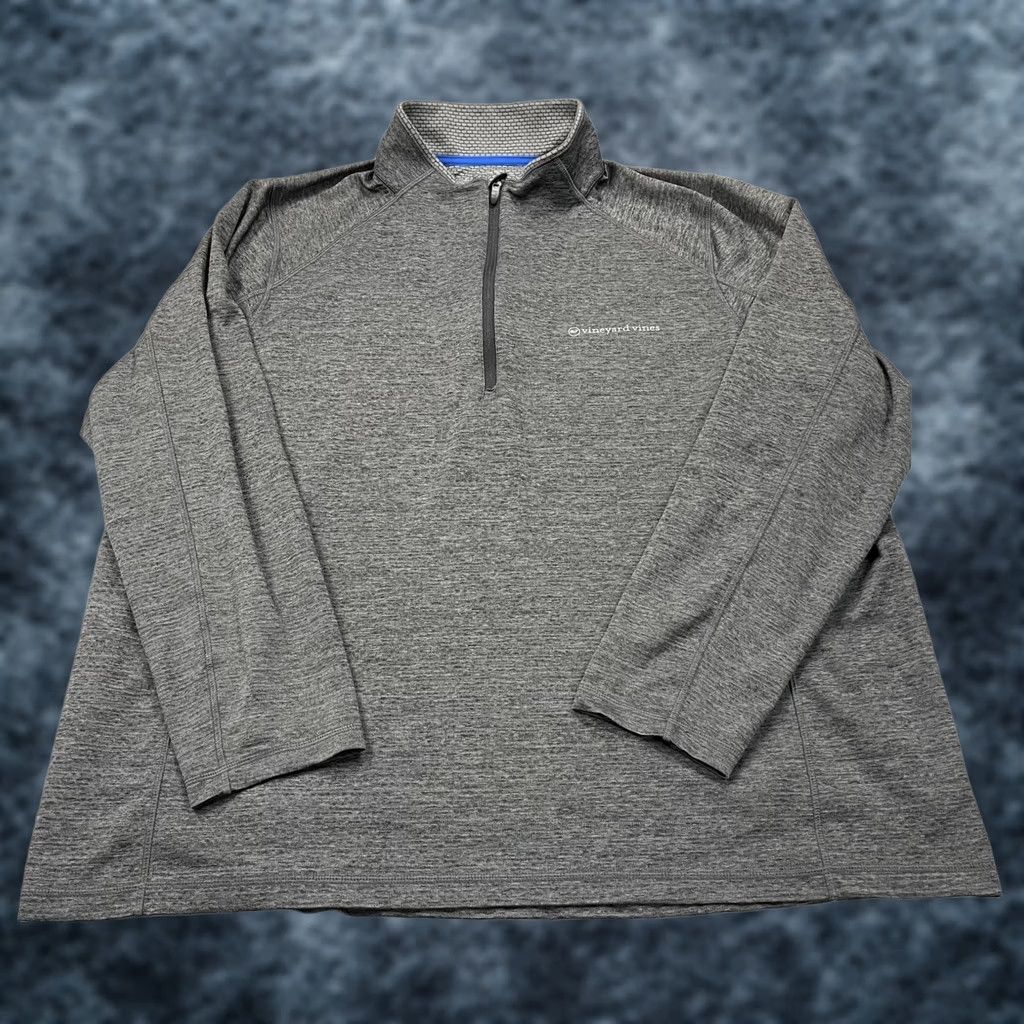 Vineyard Vines Vineyard Vines Jacket Mens 2XLT Gray 1/4 Zip Pullover Golf Athleticwear Outdoor Whale Logo Preppy Big & Tall Mens Size US XXL / EU 58 / 5 - 1 Thumbnail