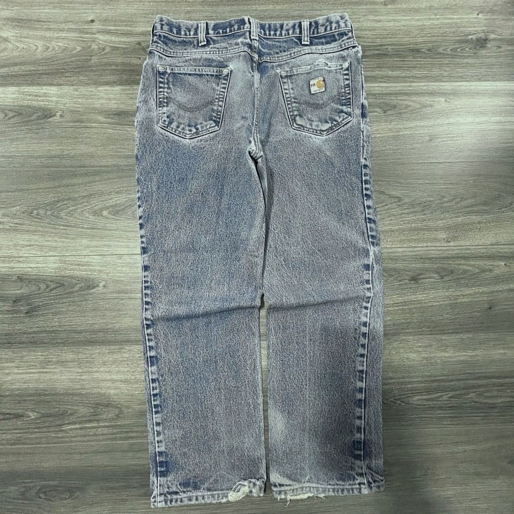 Carhartt Carhartt Jeans Mens 34x30 Distressed Raw Wash Wide Leg Logo 90s USA Denim Casual American Jeans Mens Size US 34 / EU 50 - 2 Thumbnail