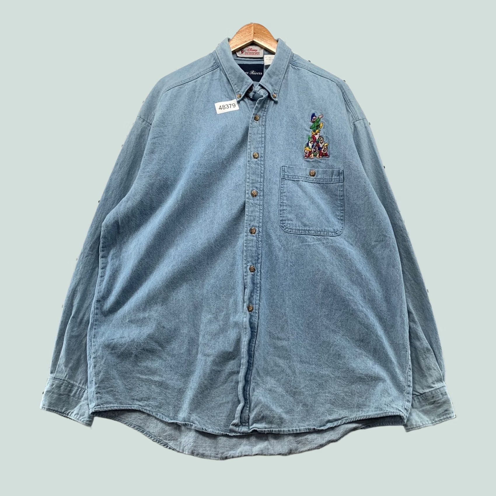 Disney VINTAGE Disney Seven Dwarfs Denim Button Shirt Mens XL Blue Long Sleeve USA Size US XL / EU 56 / 4 - 1 Thumbnail