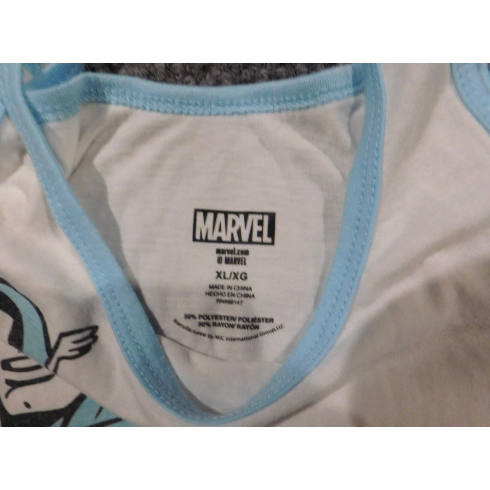 Vintage Marvel Womens Shirt XL White Captain America Tank Casual Crew Neck Long Sleeve Regular Cotton Rayon Ruffle Basic Classic Stretch Vintage No N/A Size XL / US 12-14 / IT 48-50 - 6 Thumbnail