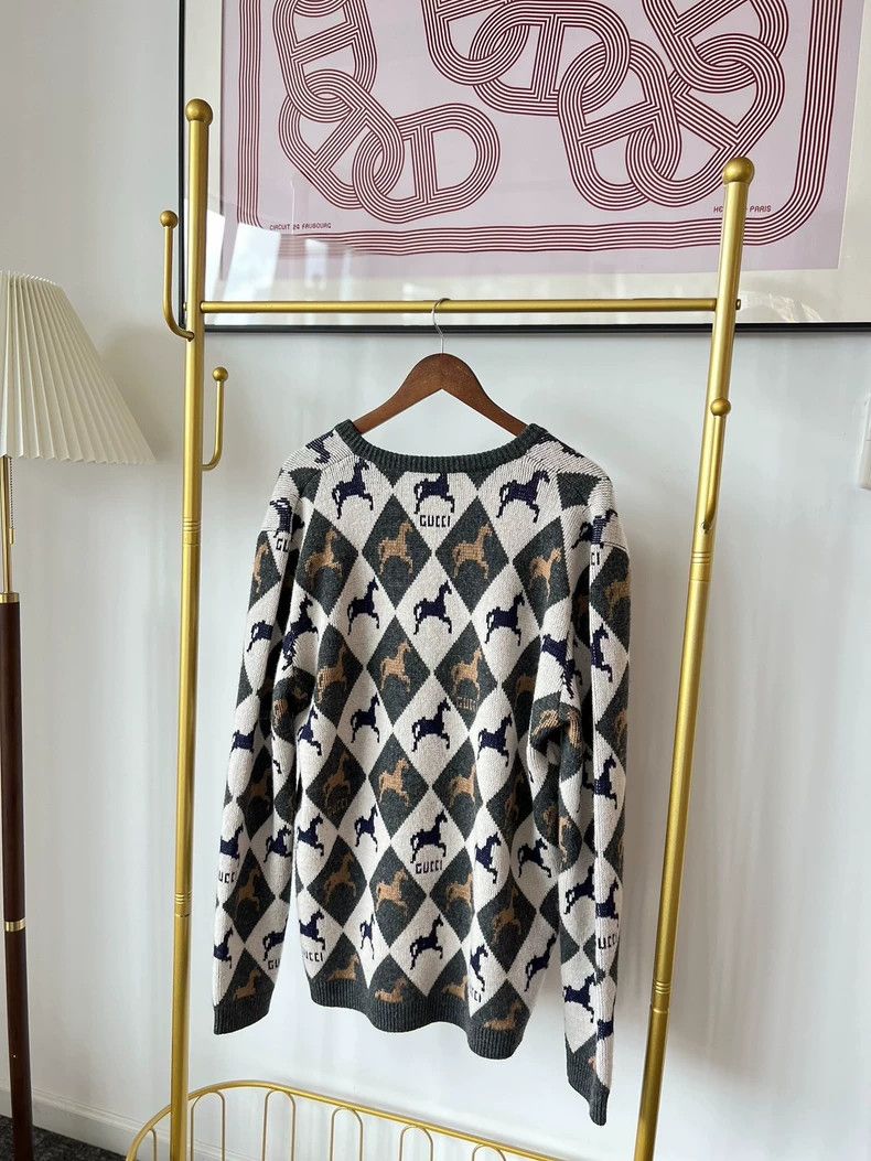 Gucci Gucci Color-blocked warhorse V-neck wool long-sleeved swea Size US M / EU 48-50 / 2 - 2 Thumbnail